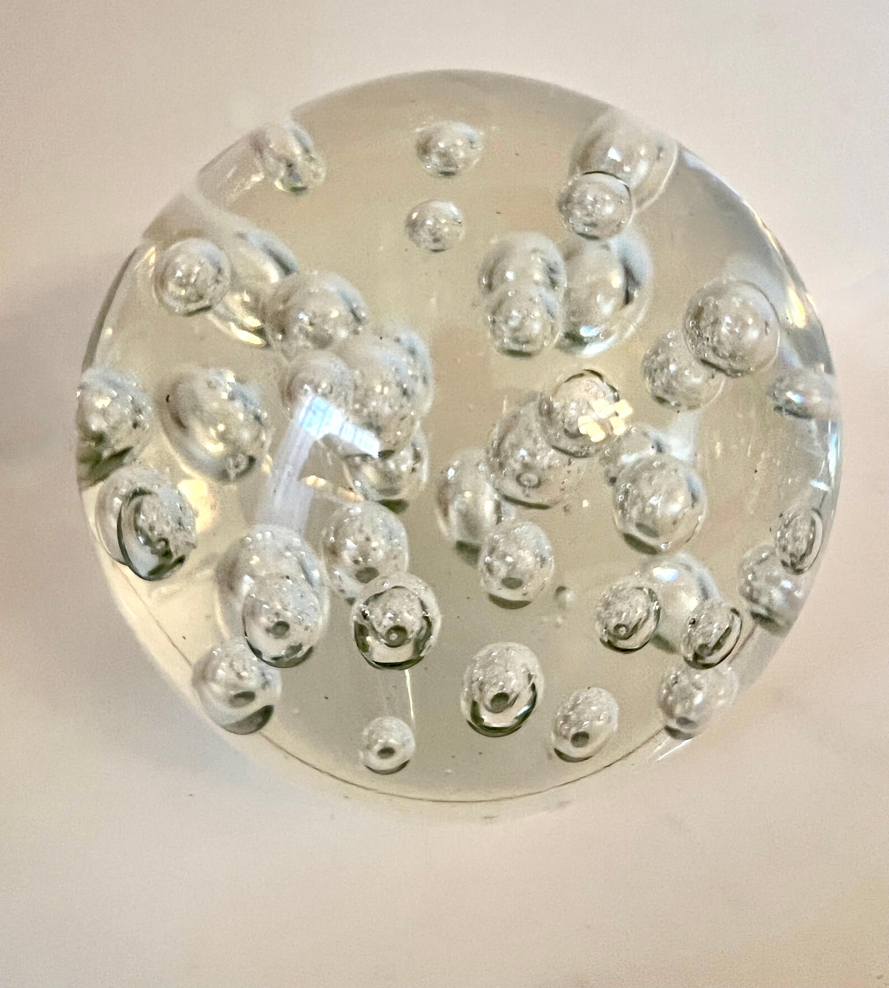 Mid-Century Modern Large Glass Bubble Paperweight 