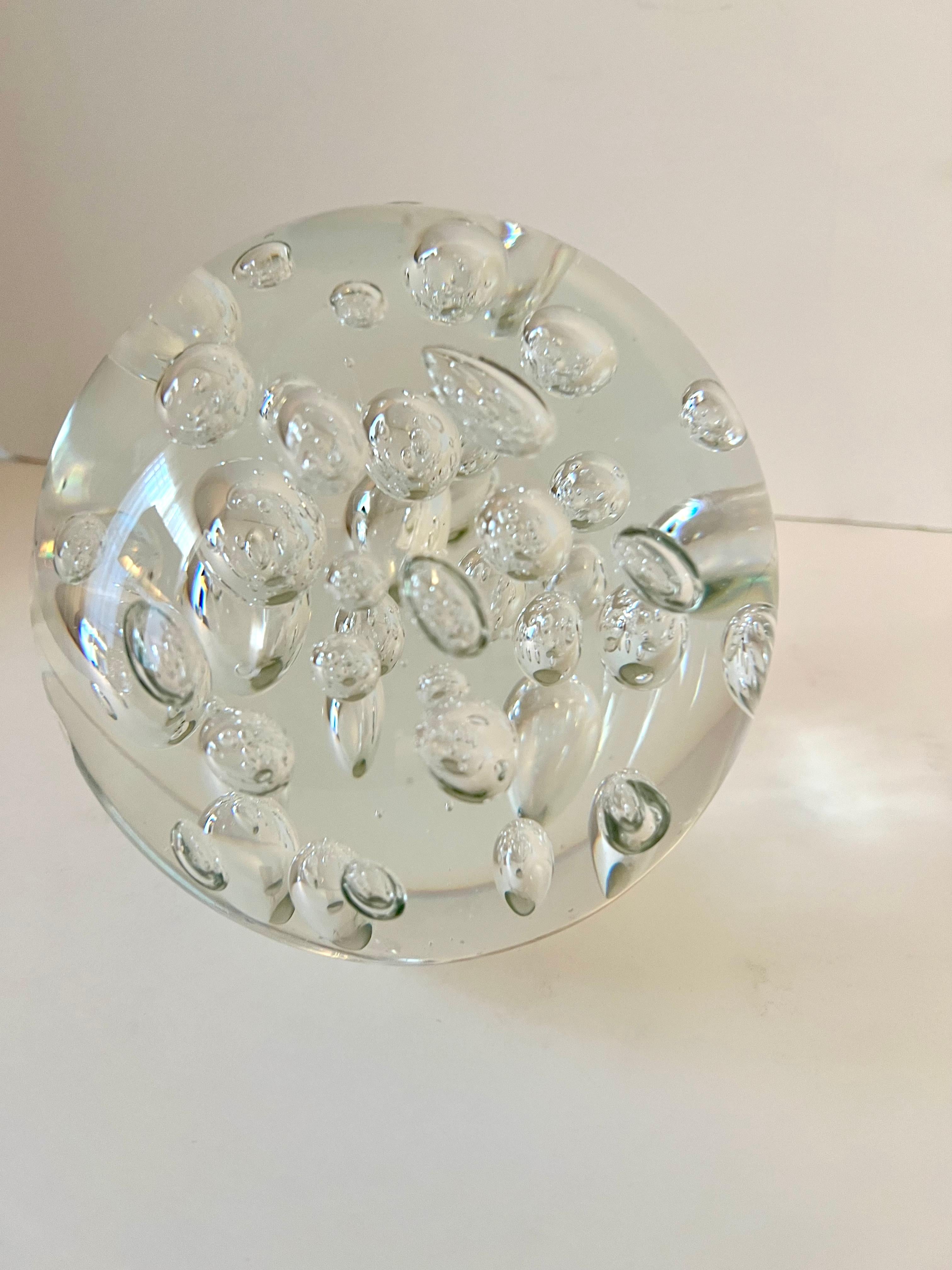 Large Glass Bubble Paperweight  1