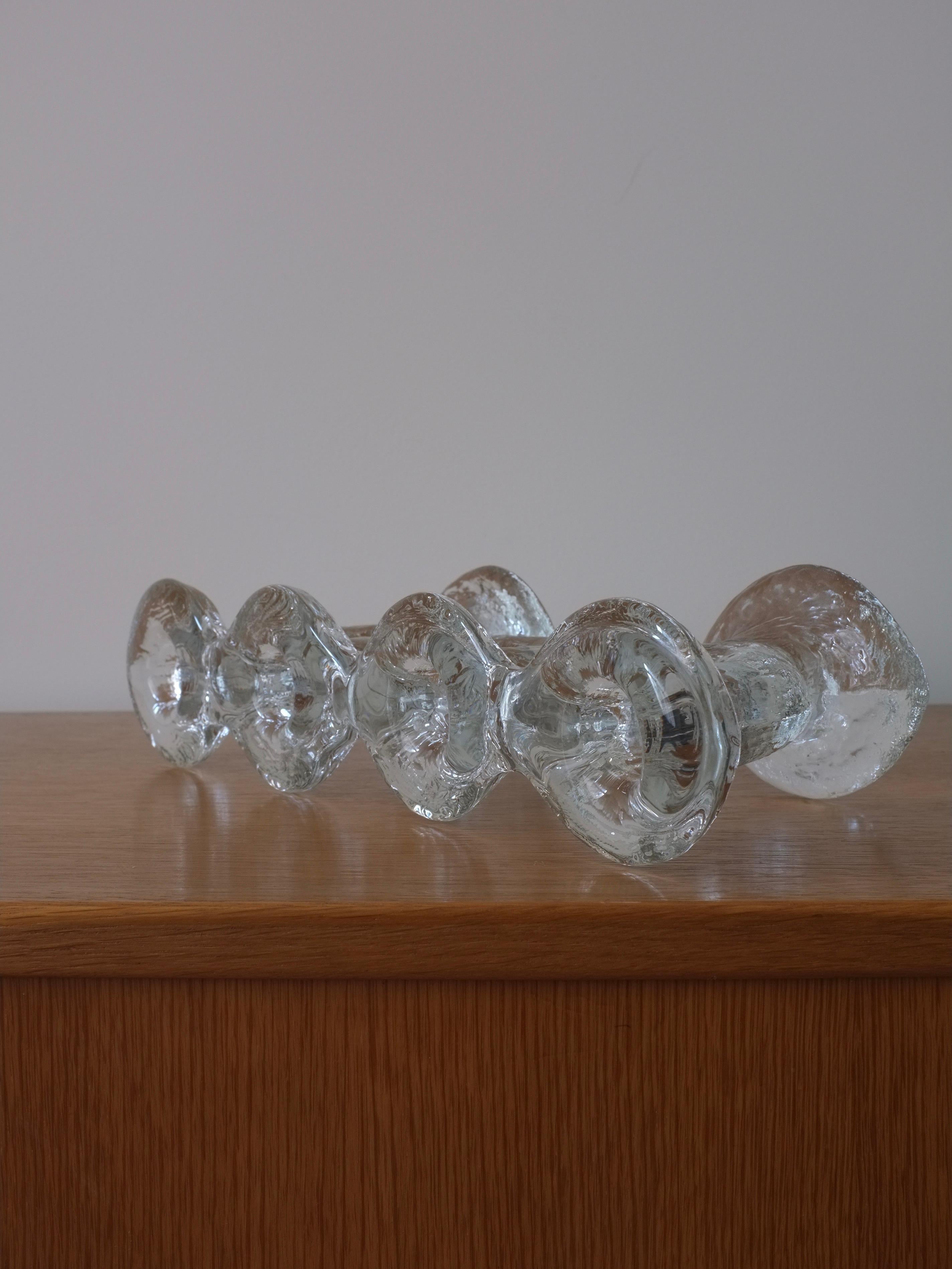 Swedish Large Glass 4-Arms Candle Holder by Staffan Gellerstedt from Pukeberg Glasbruk For Sale