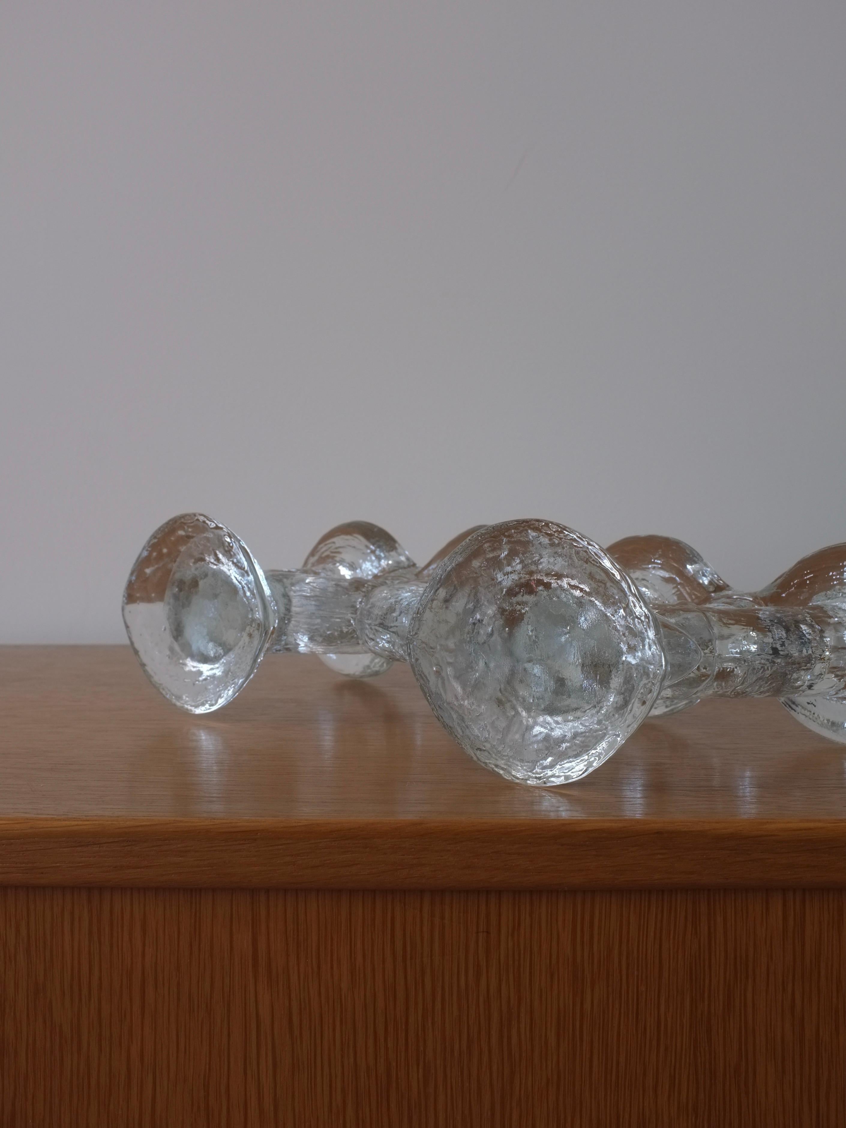 Large Glass 4-Arms Candle Holder by Staffan Gellerstedt from Pukeberg Glasbruk In Good Condition For Sale In Rīga, LV