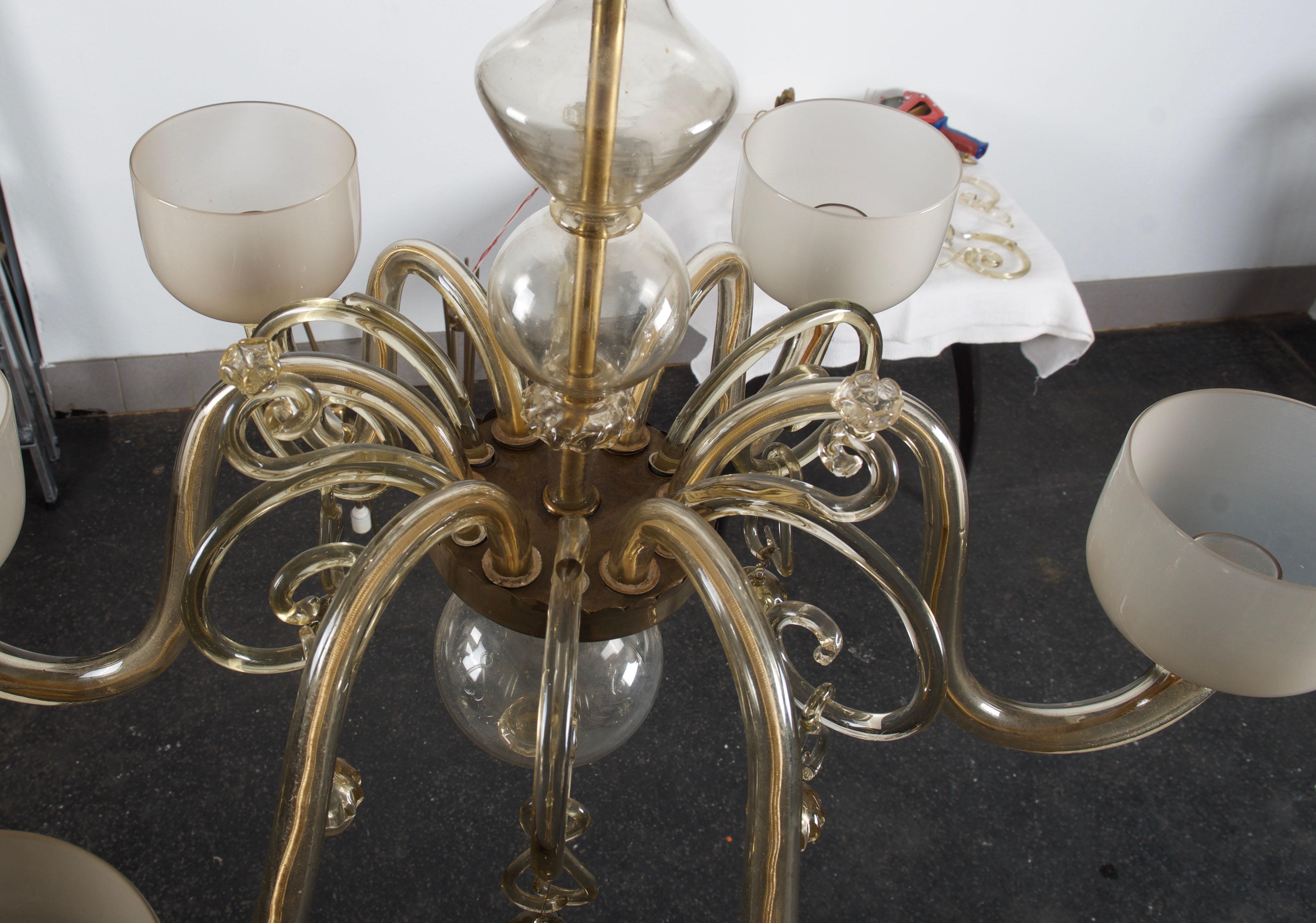 Large Glass Chandelier In Fair Condition In Vienna, AT