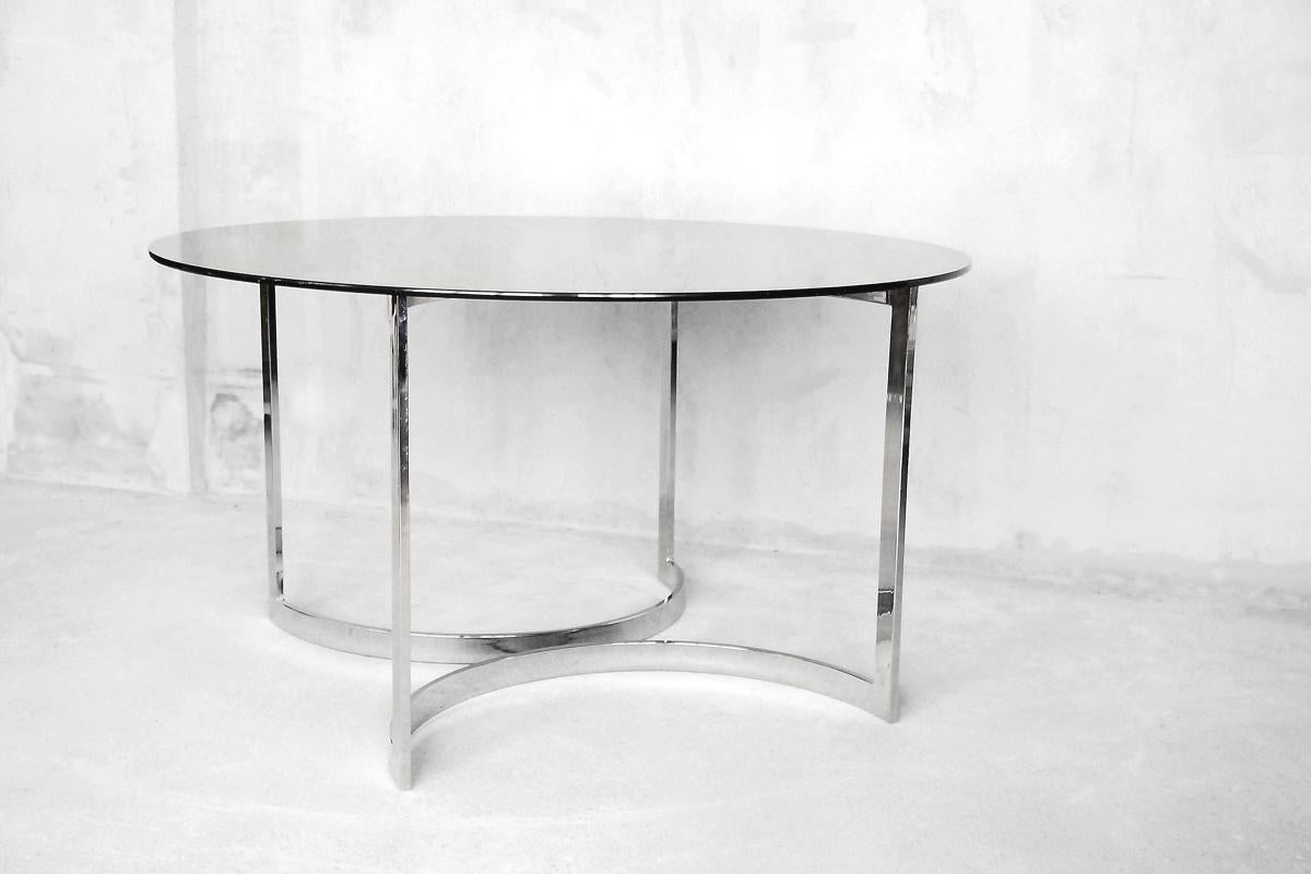 Large Glass Circular Dining Table by Milo Baughman, 1970s For Sale 5