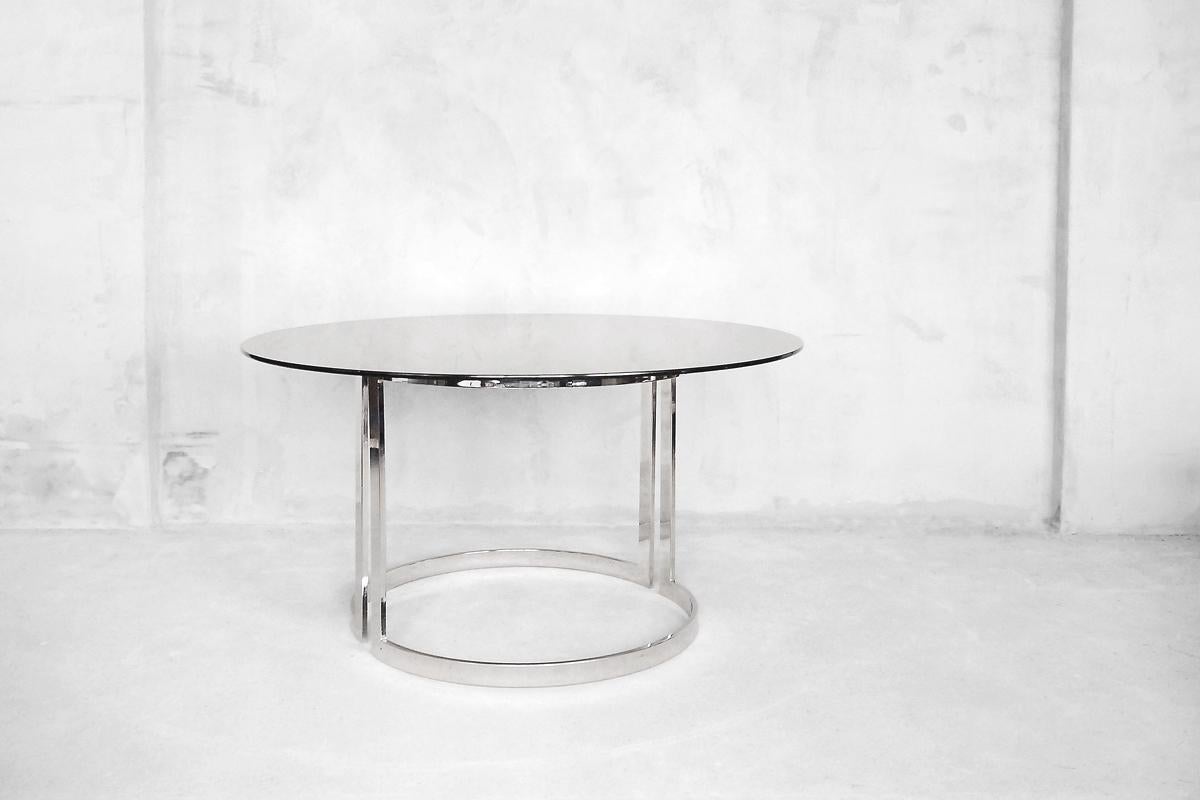 Large Glass Circular Dining Table by Milo Baughman, 1970s For Sale 3