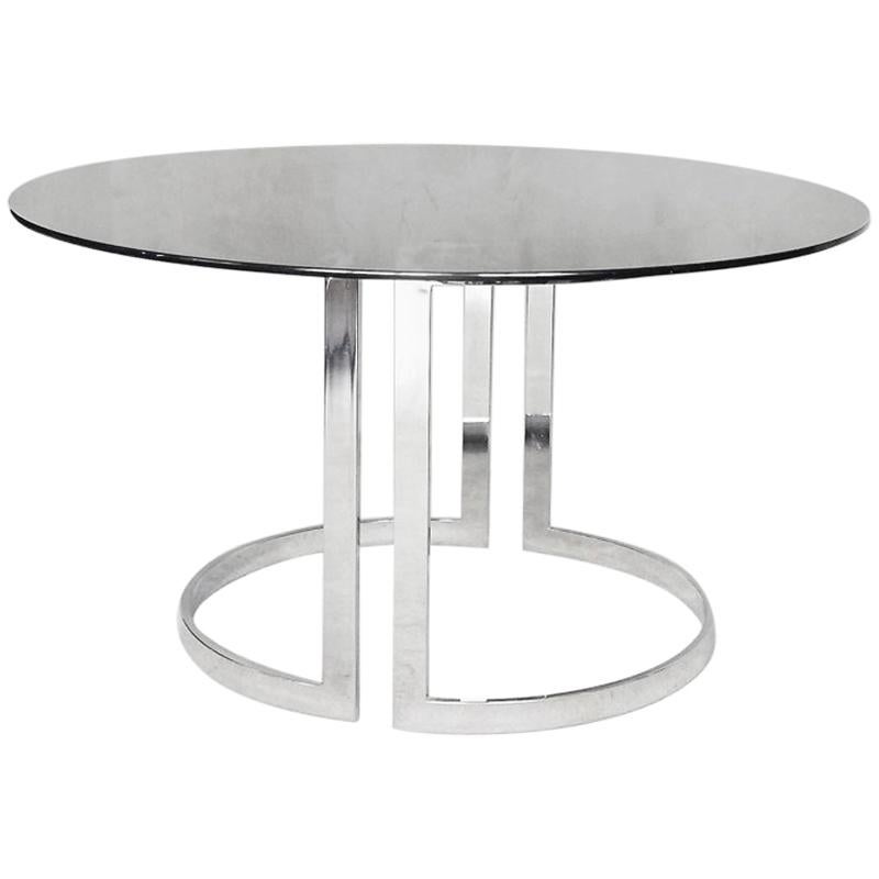 Large Glass Circular Dining Table by Milo Baughman, 1970s For Sale