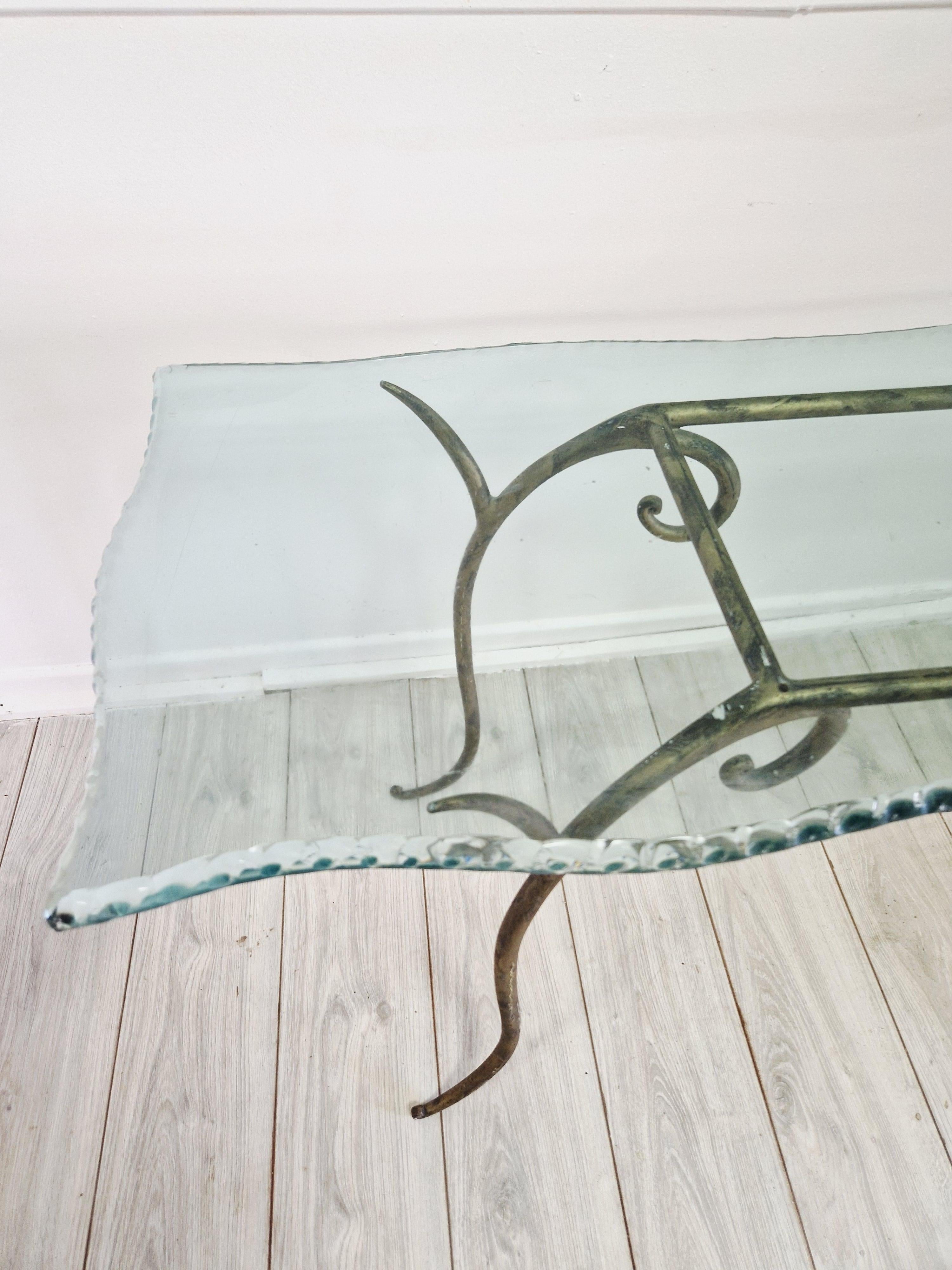 Large Glass Console Table Vintage For Sale 3