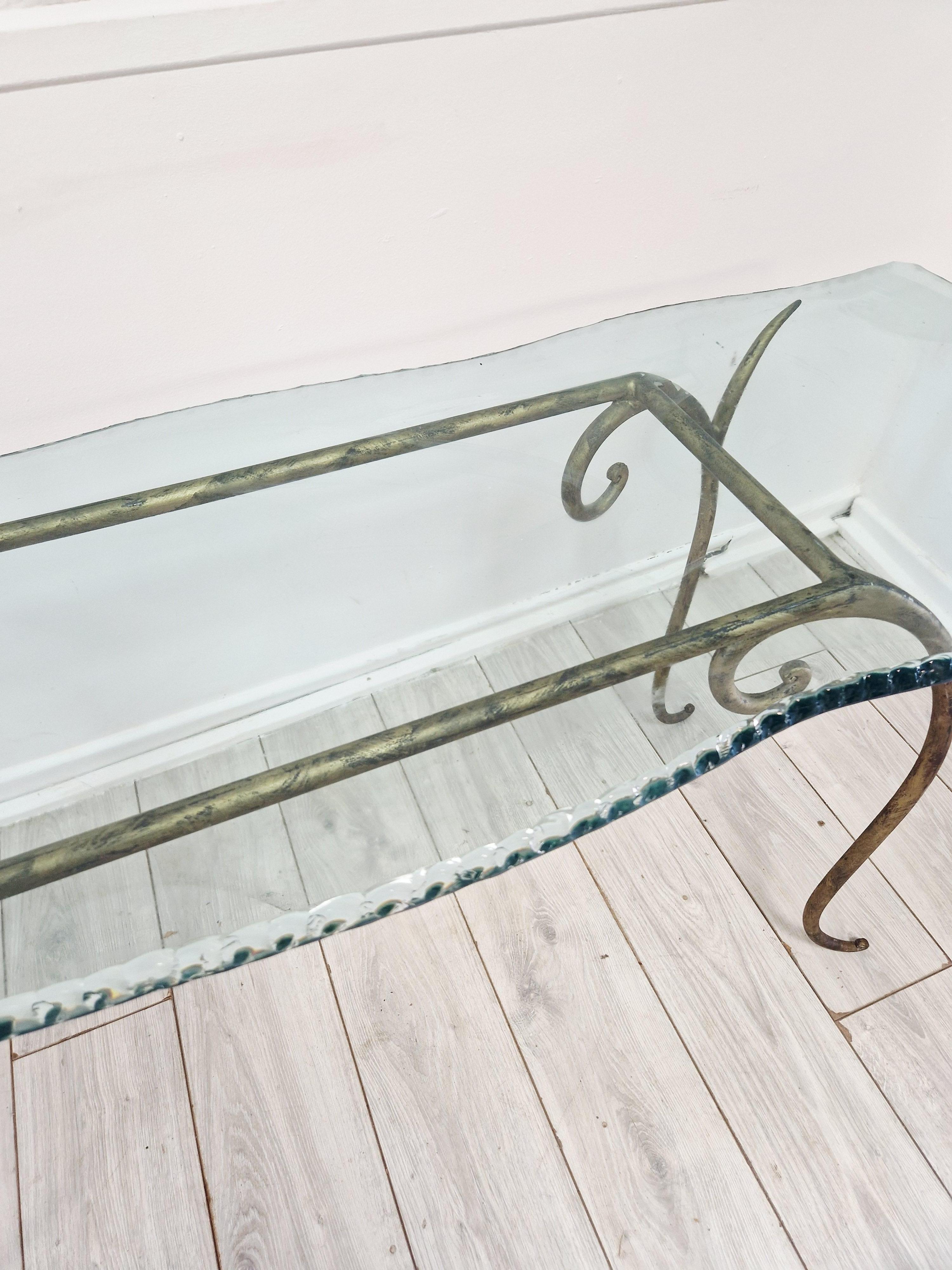 Large Glass Console Table Vintage For Sale 4