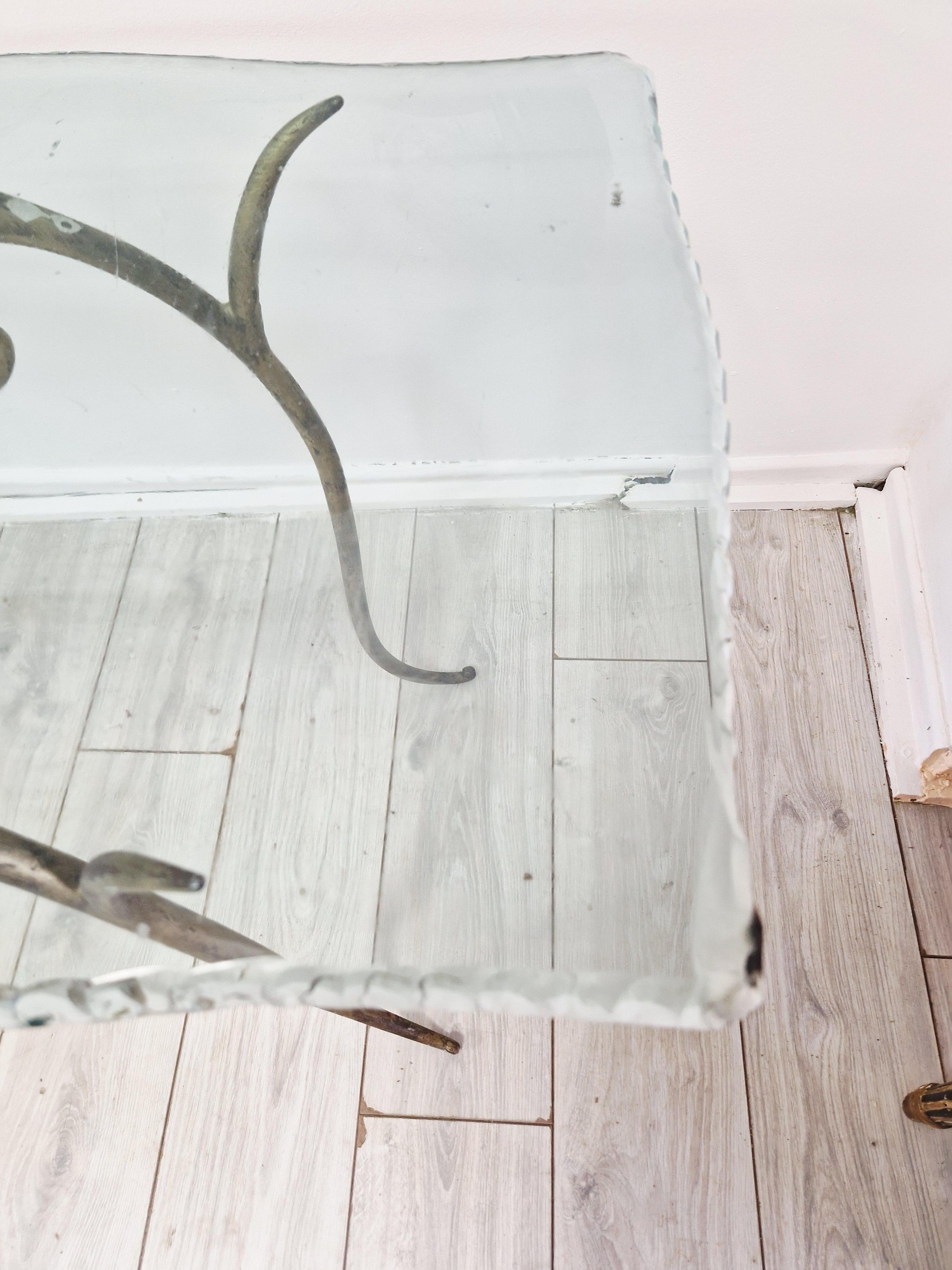 Large Glass Console Table Vintage For Sale 5