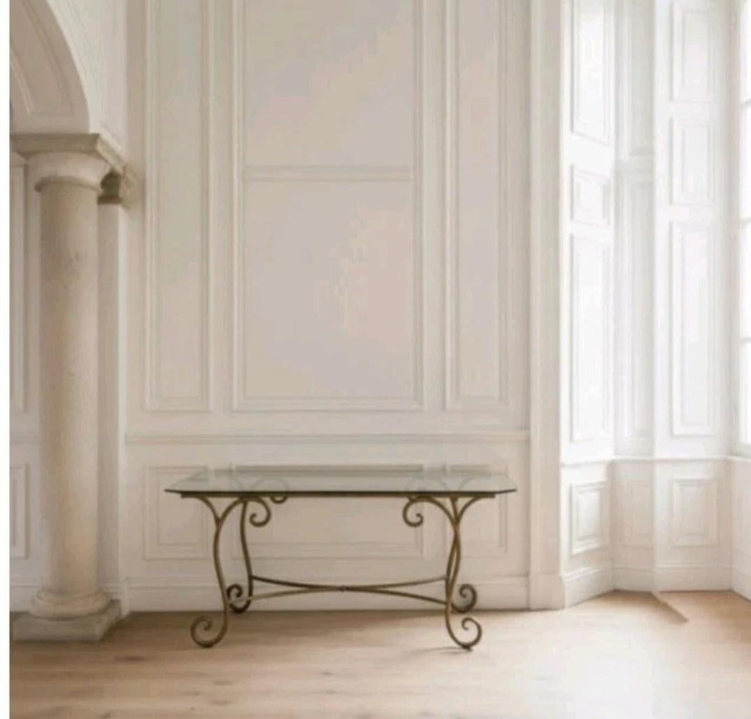 Rococo Large Glass Console Table Vintage For Sale