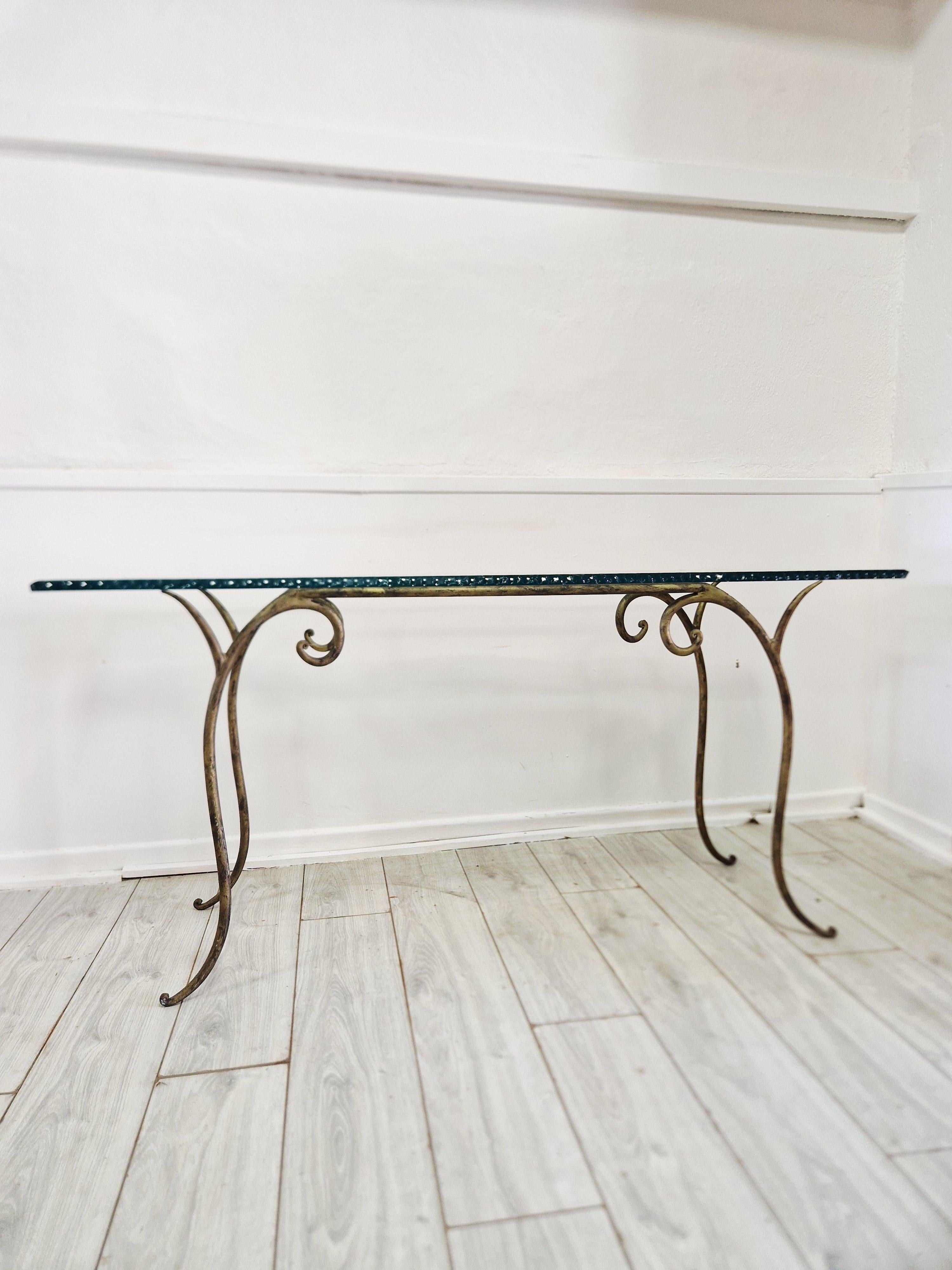 Large Glass Console Table Vintage In Good Condition For Sale In Buxton, GB