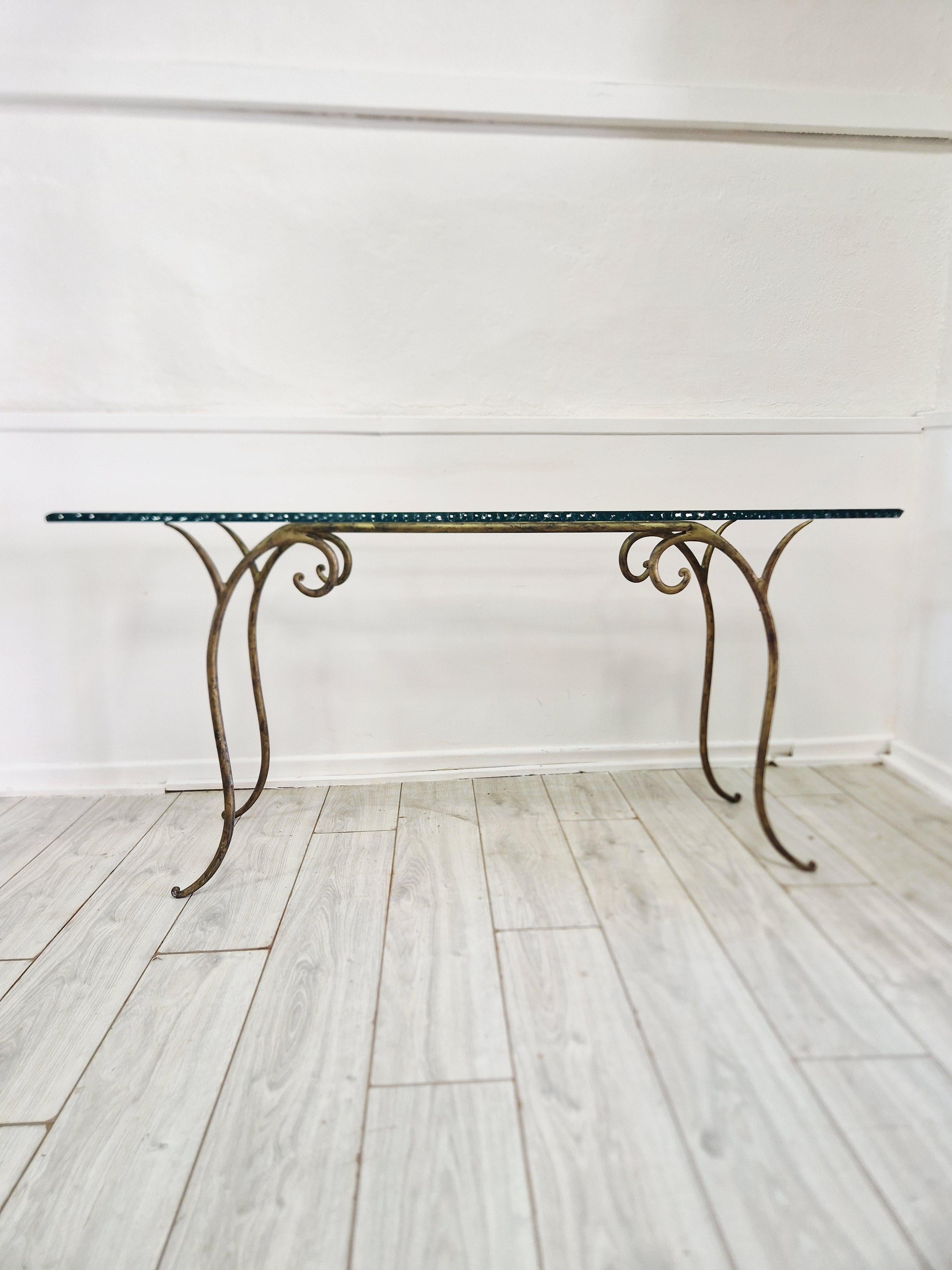 20th Century Large Glass Console Table Vintage For Sale