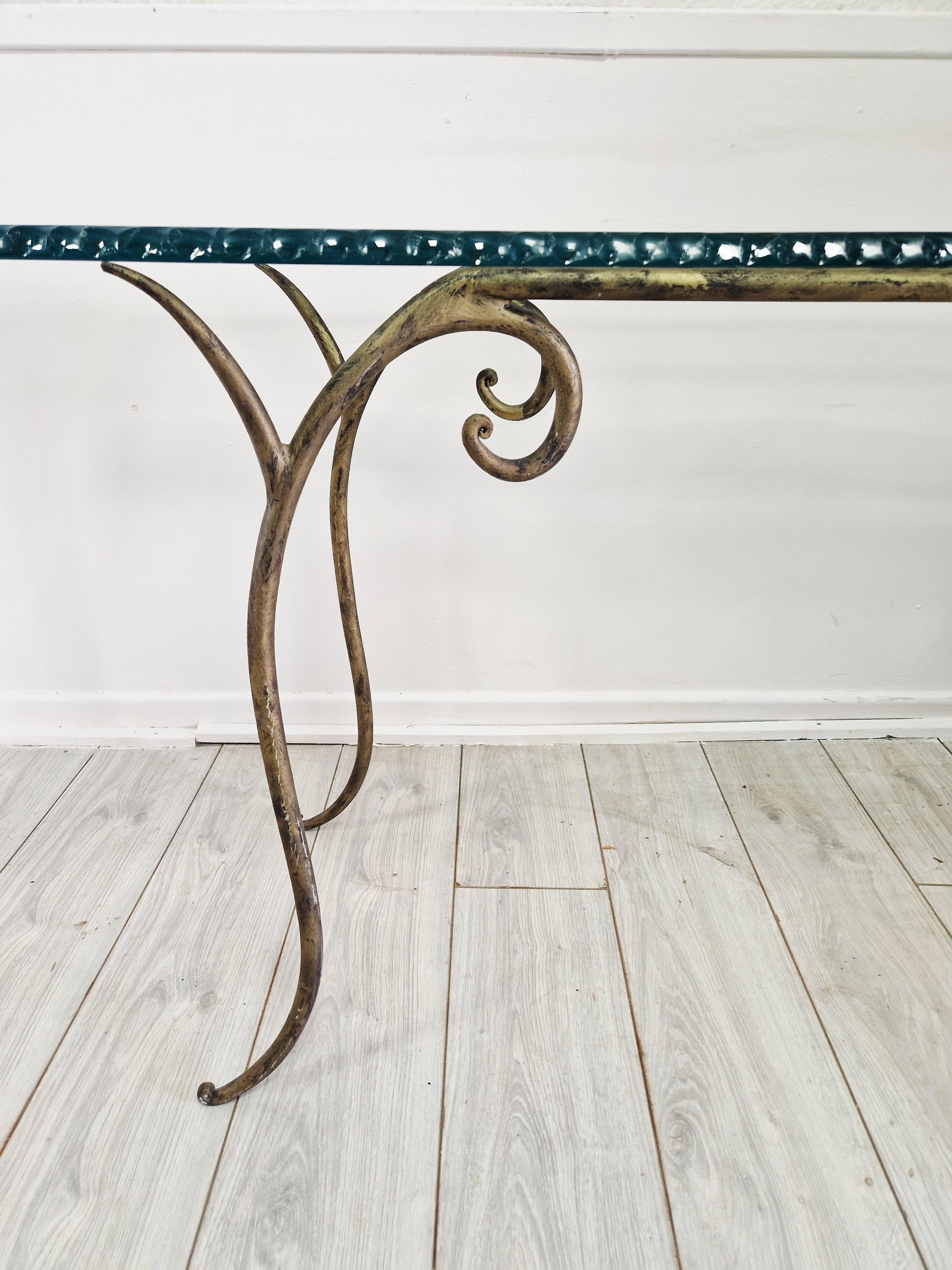 Large Glass Console Table Vintage For Sale 2