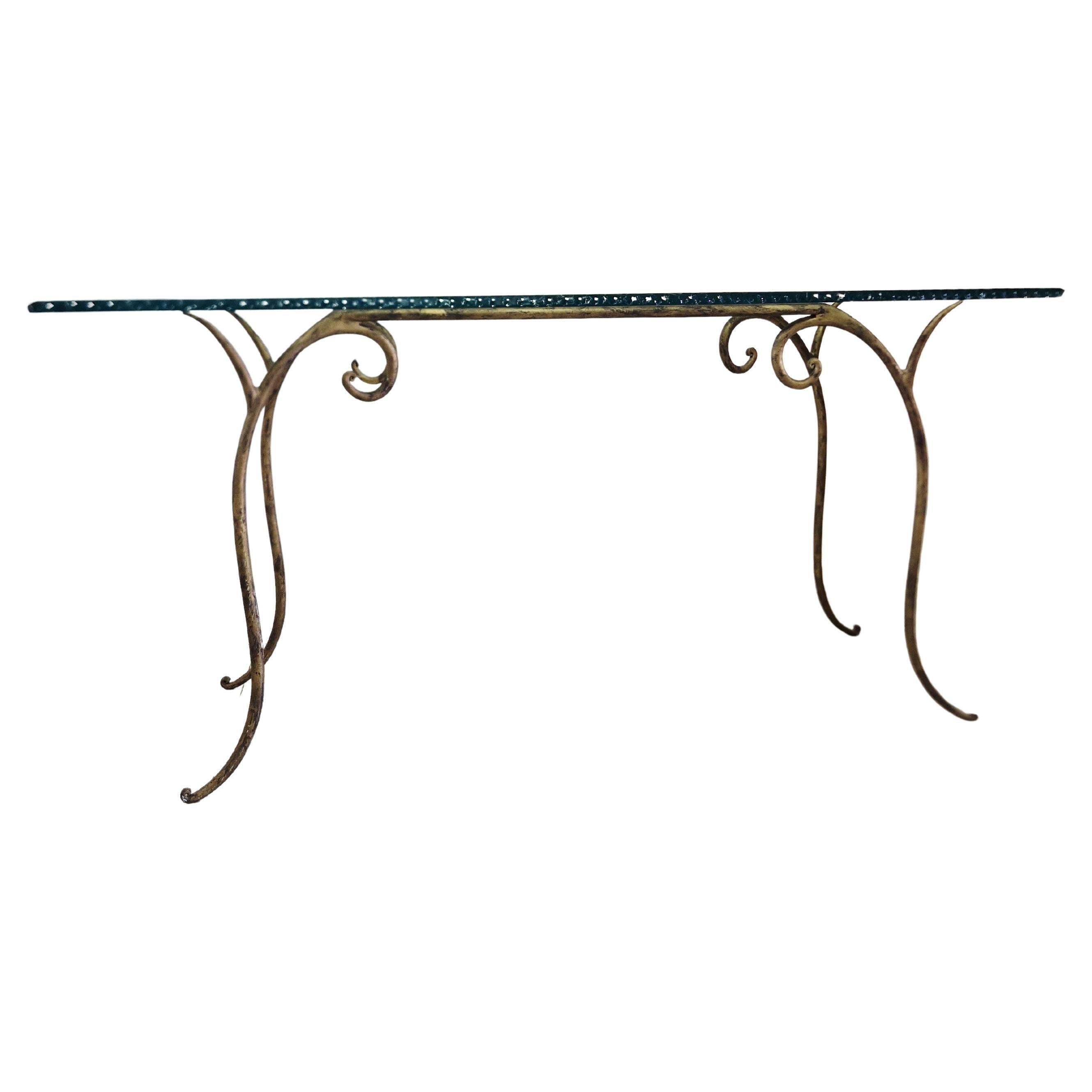 Large Glass Console Table Vintage For Sale