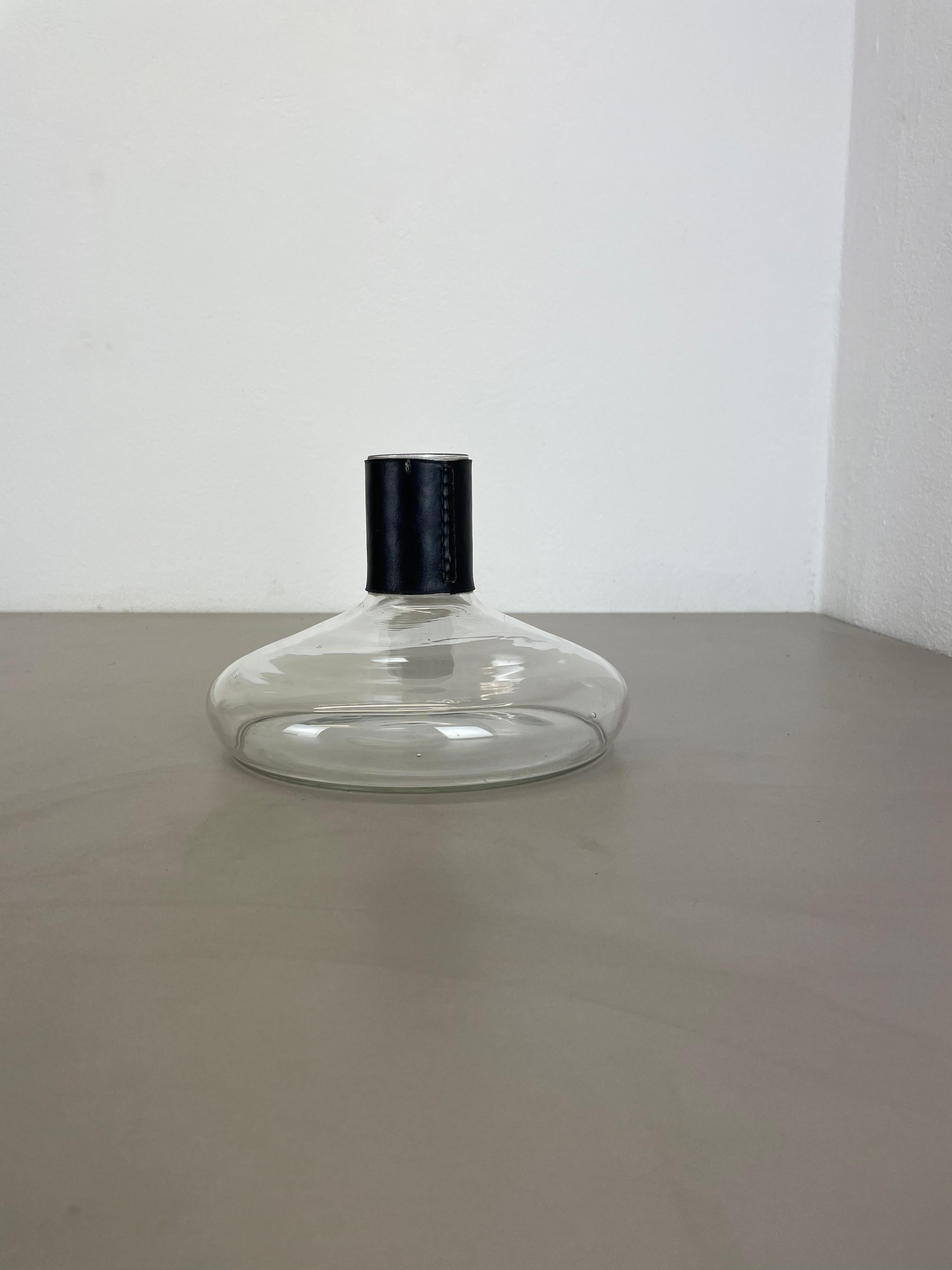 Mid-Century Modern Large glass decanter element with leather Handle by Carl Auböck, Austria, 1950s For Sale