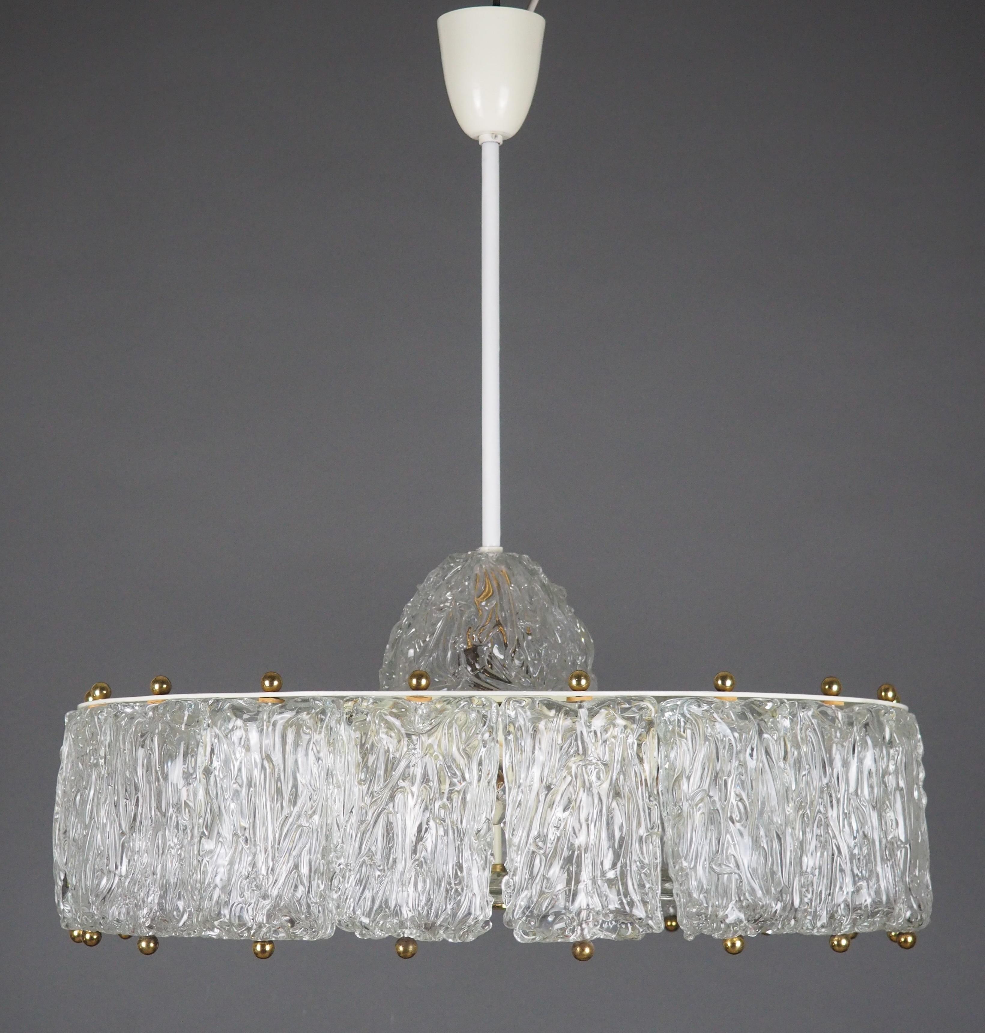 Italian Large Glass Drum Chandelier by Aureliano Toso, circa 1960s For Sale