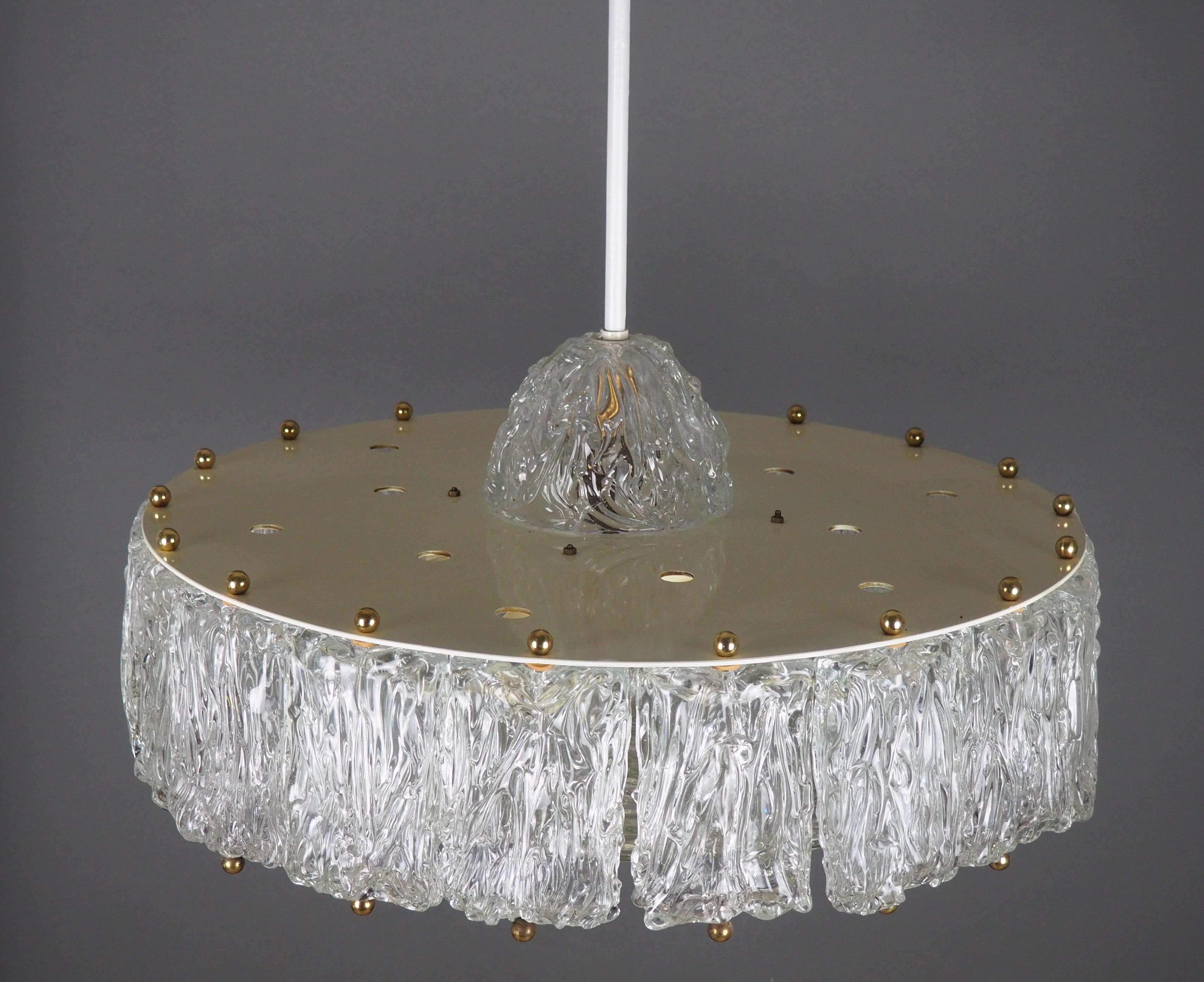 Mid-20th Century Large Glass Drum Chandelier by Aureliano Toso, circa 1960s For Sale