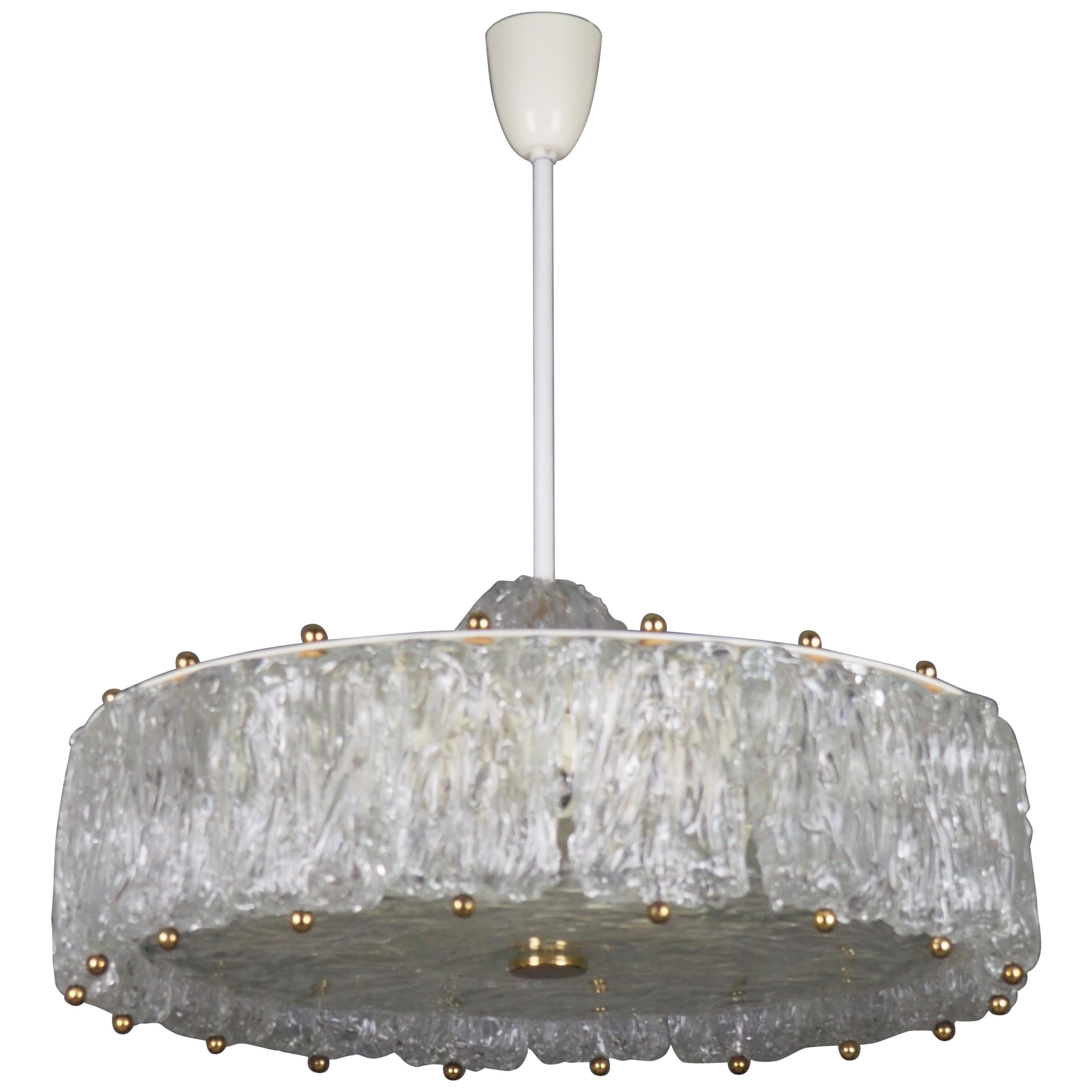 Large Glass Drum Chandelier by Aureliano Toso, circa 1960s