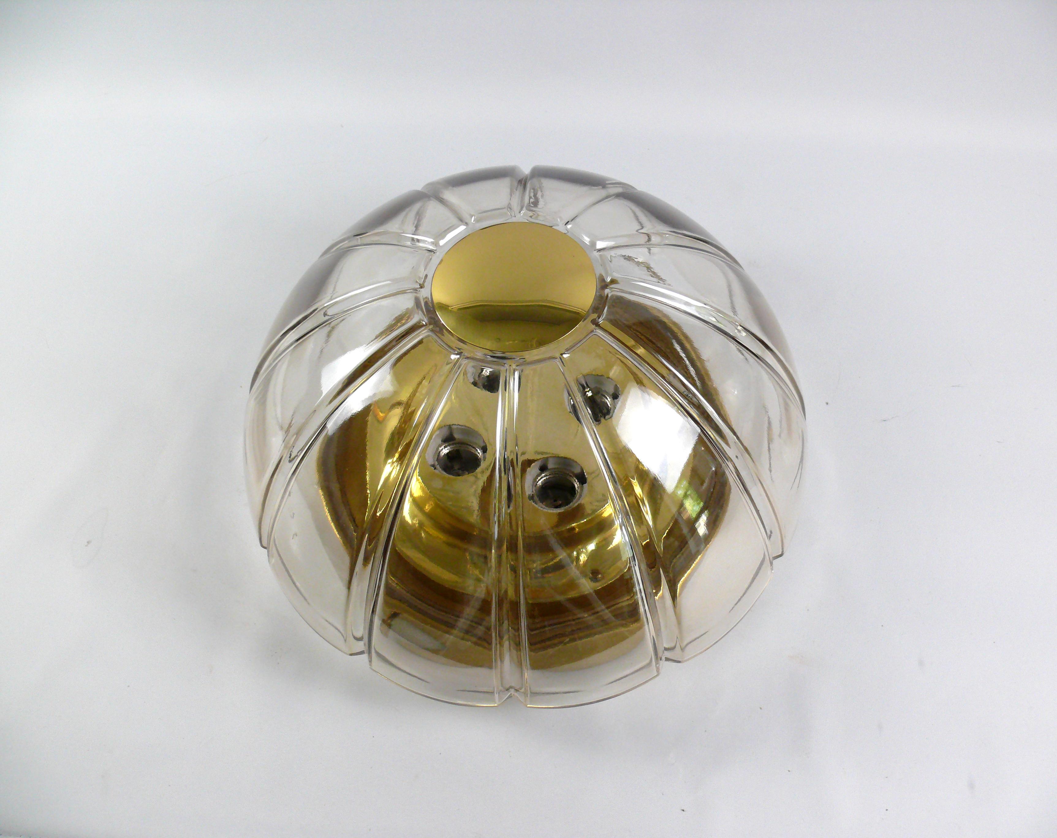 Space Age Large Glass Flush Mount or Scone by Glashuette Limburg Germany, 1960s For Sale