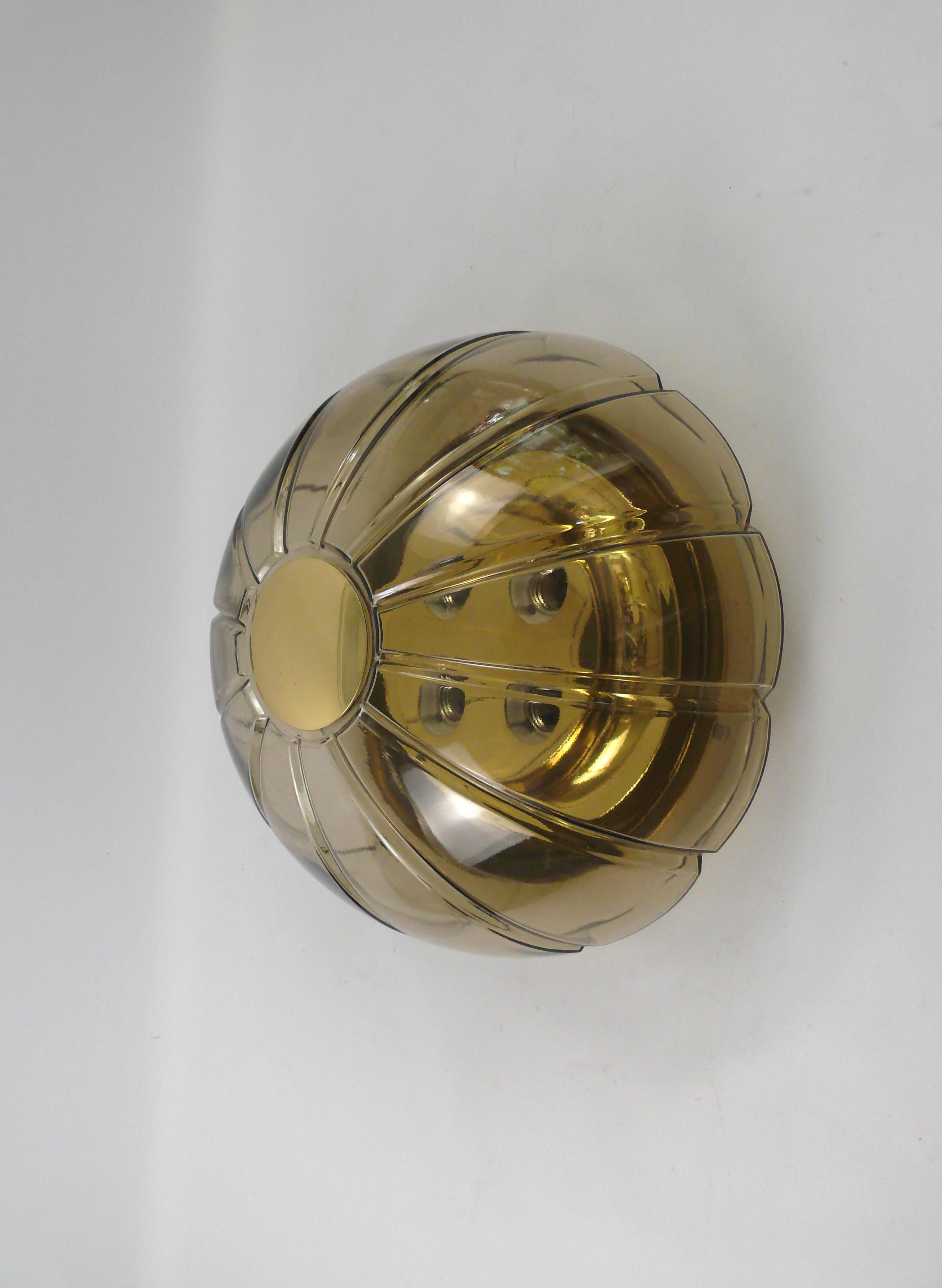 Space Age Large Glass Flush Mount or Scone by Glashuette Limburg Germany, 1960s For Sale