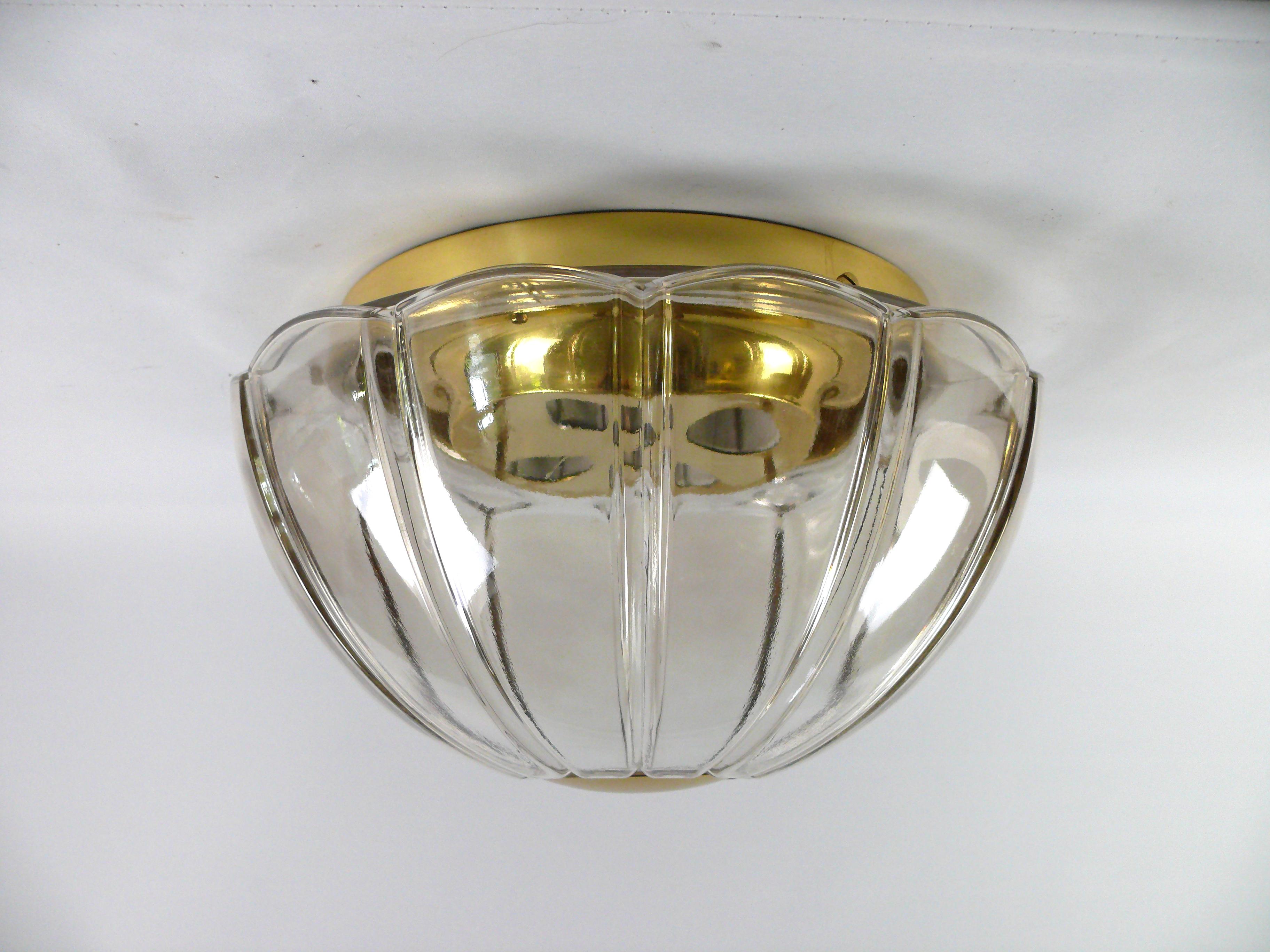 Large Glass Flush Mount or Scone by Glashuette Limburg Germany, 1960s In Good Condition For Sale In Schwerin, MV
