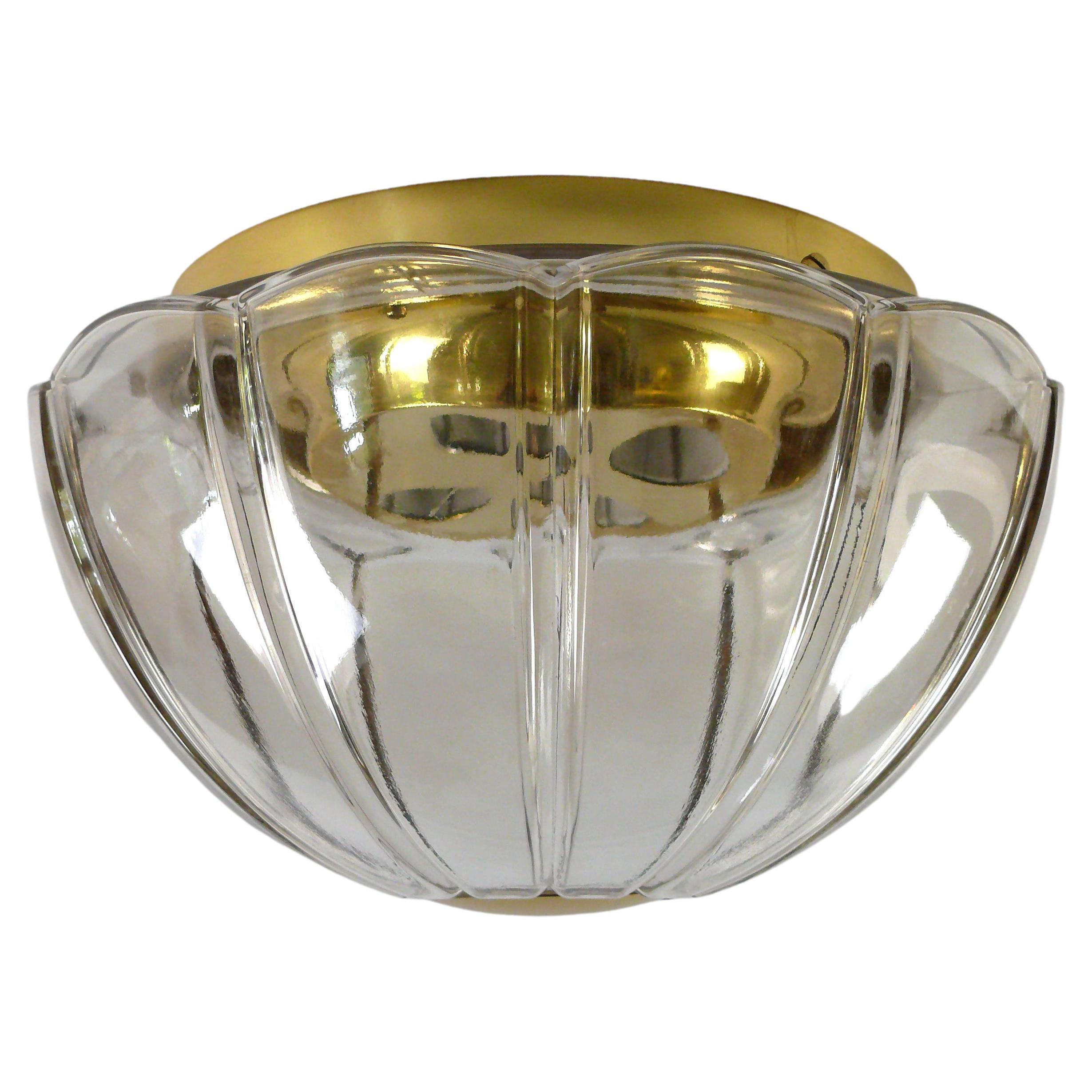 Large Glass Flush Mount or Scone by Glashuette Limburg Germany, 1960s For Sale