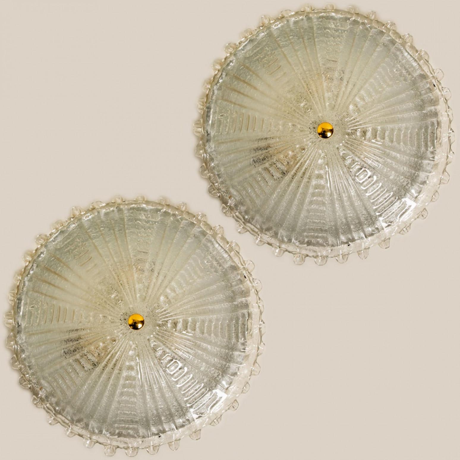 Grandes apliques empotrables de cristal, Alemania, años 70 en Bueno estado para la venta en Rijssen, NL