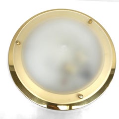Large Glass Flush Mount Light Hustadt Leuchten, Vintage, German, 1970s