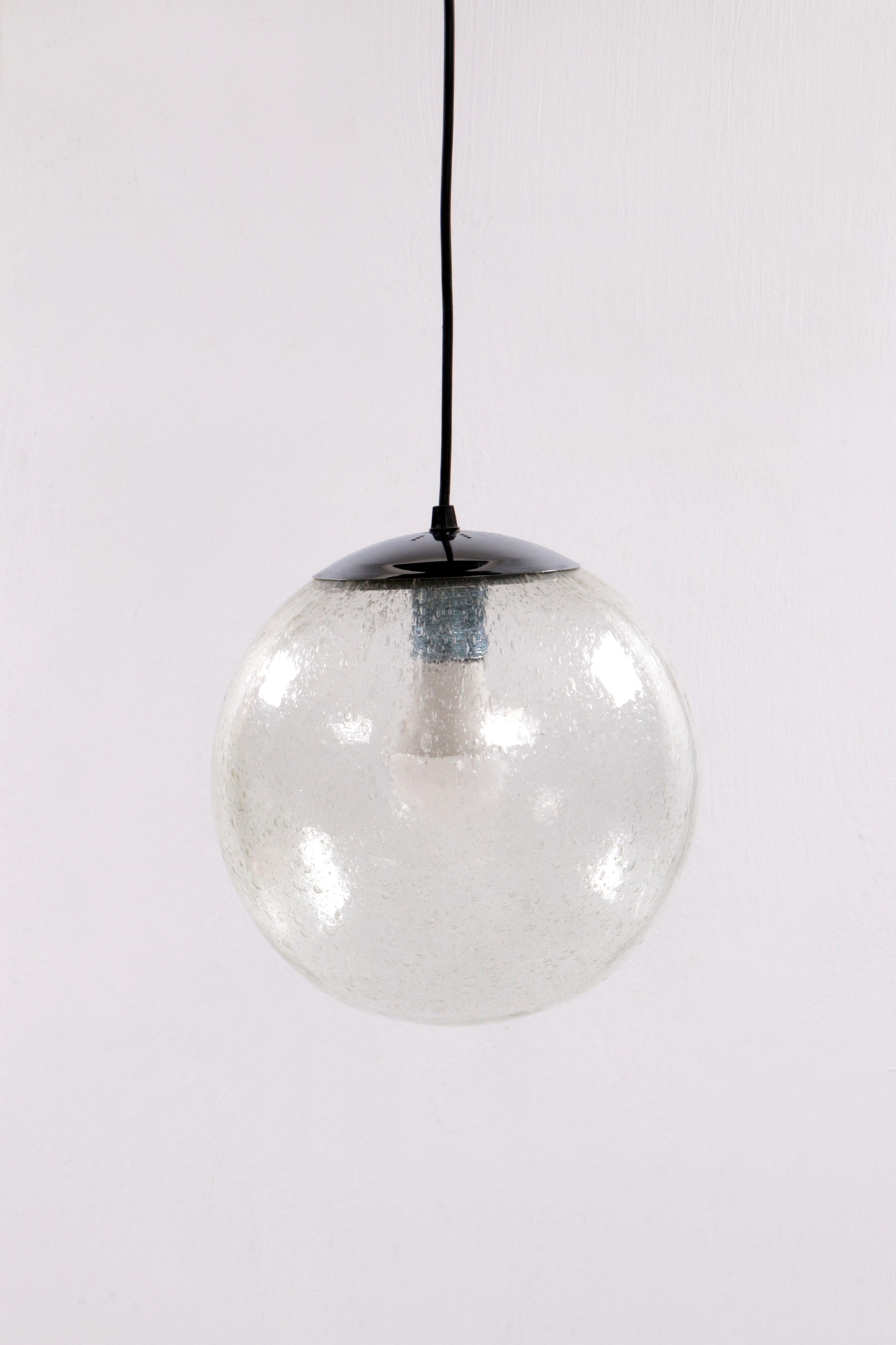 Mid-Century Modern Large Glass Globe Hanging Lamp by Doria Leuchten, 1970s For Sale