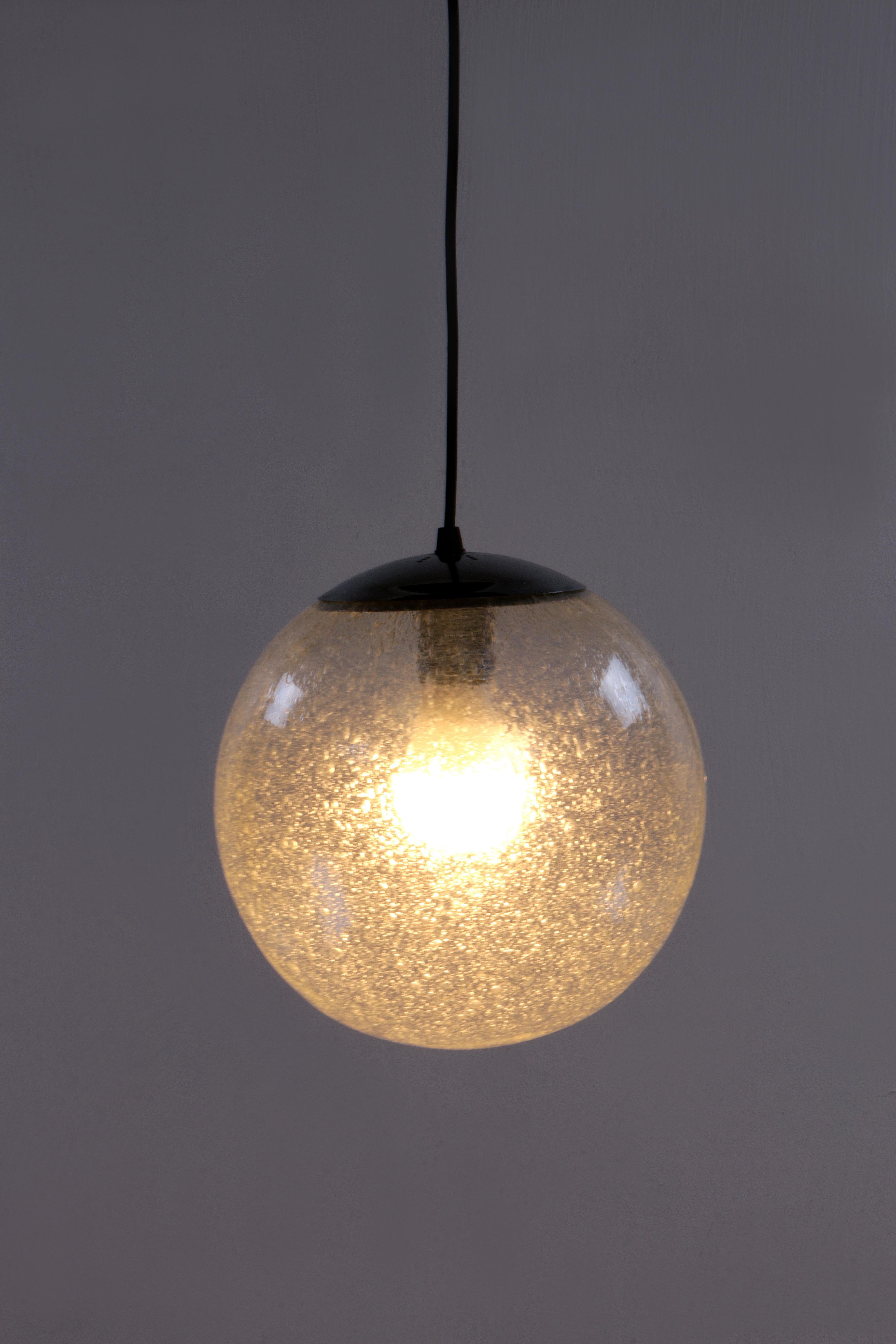 German Large Glass Globe Hanging Lamp by Doria Leuchten, 1970s For Sale