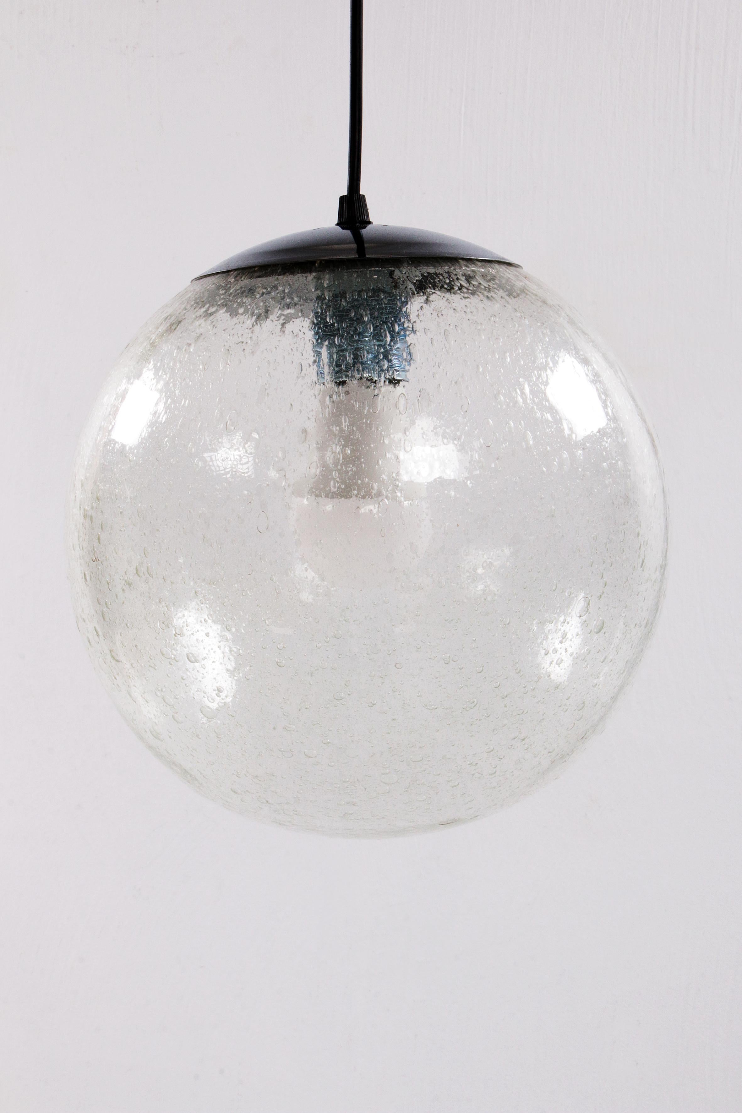 Late 20th Century Large Glass Globe Hanging Lamp by Doria Leuchten, 1970s For Sale