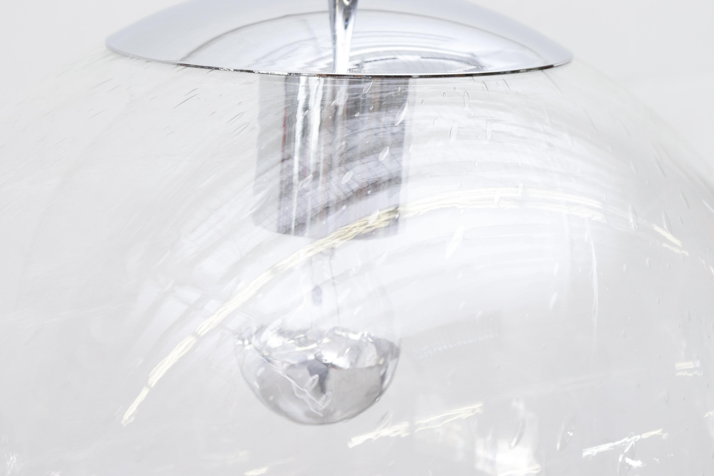Lampada a globo di vetro grande Erco Model 3480 con base a cubo in marmo nero, anni '70 In condizioni buone in vendita a Los Angeles, CA