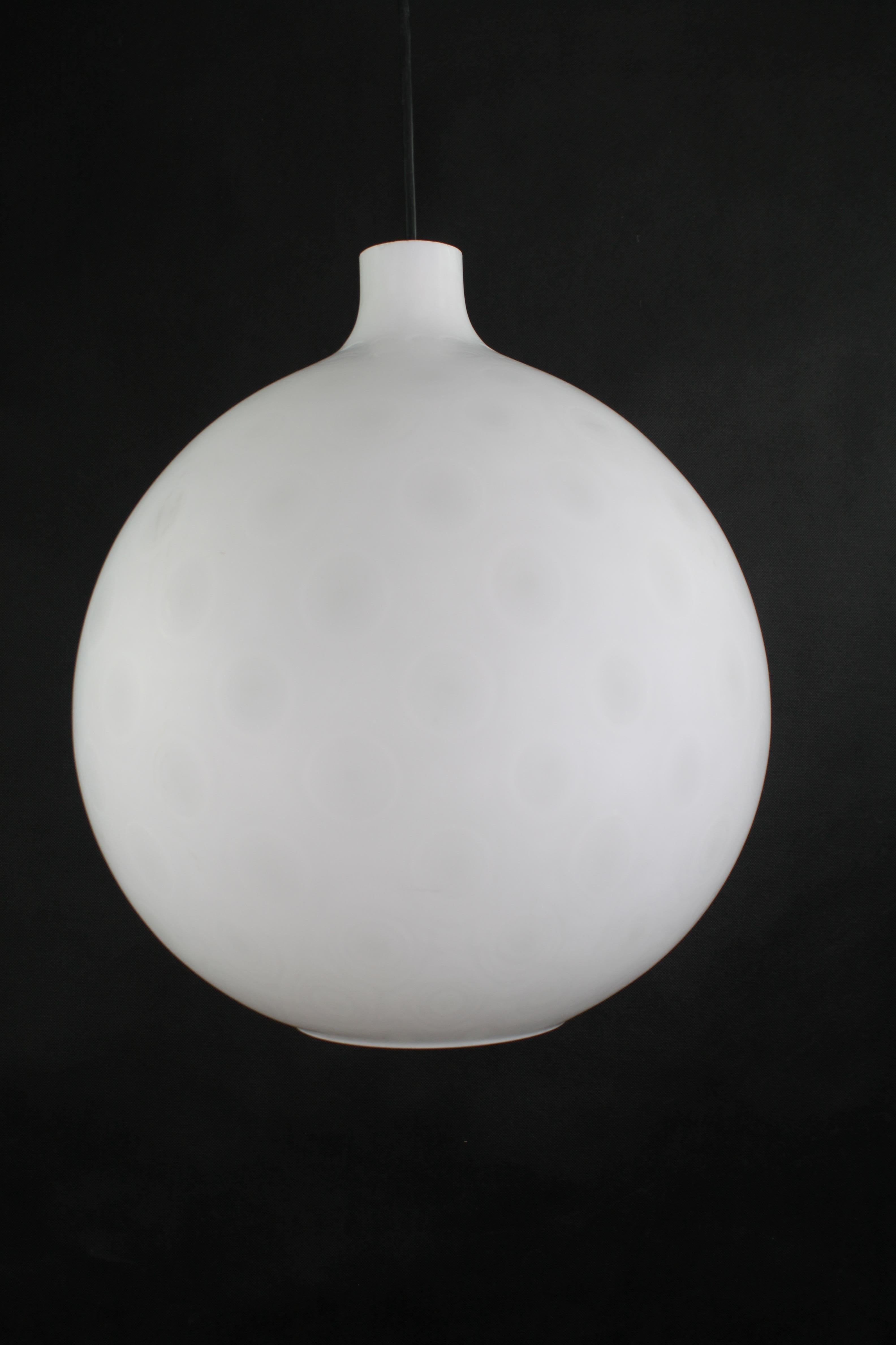 Molded Large Glass Globe Pendant Como by a. Gangkofner, 1958 by Peill & Putzler Denmark For Sale