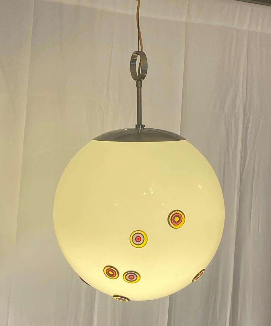  Arredoluce Attrib. Large Glass Globe Pendant Lamp, Italy, 1970s 1
