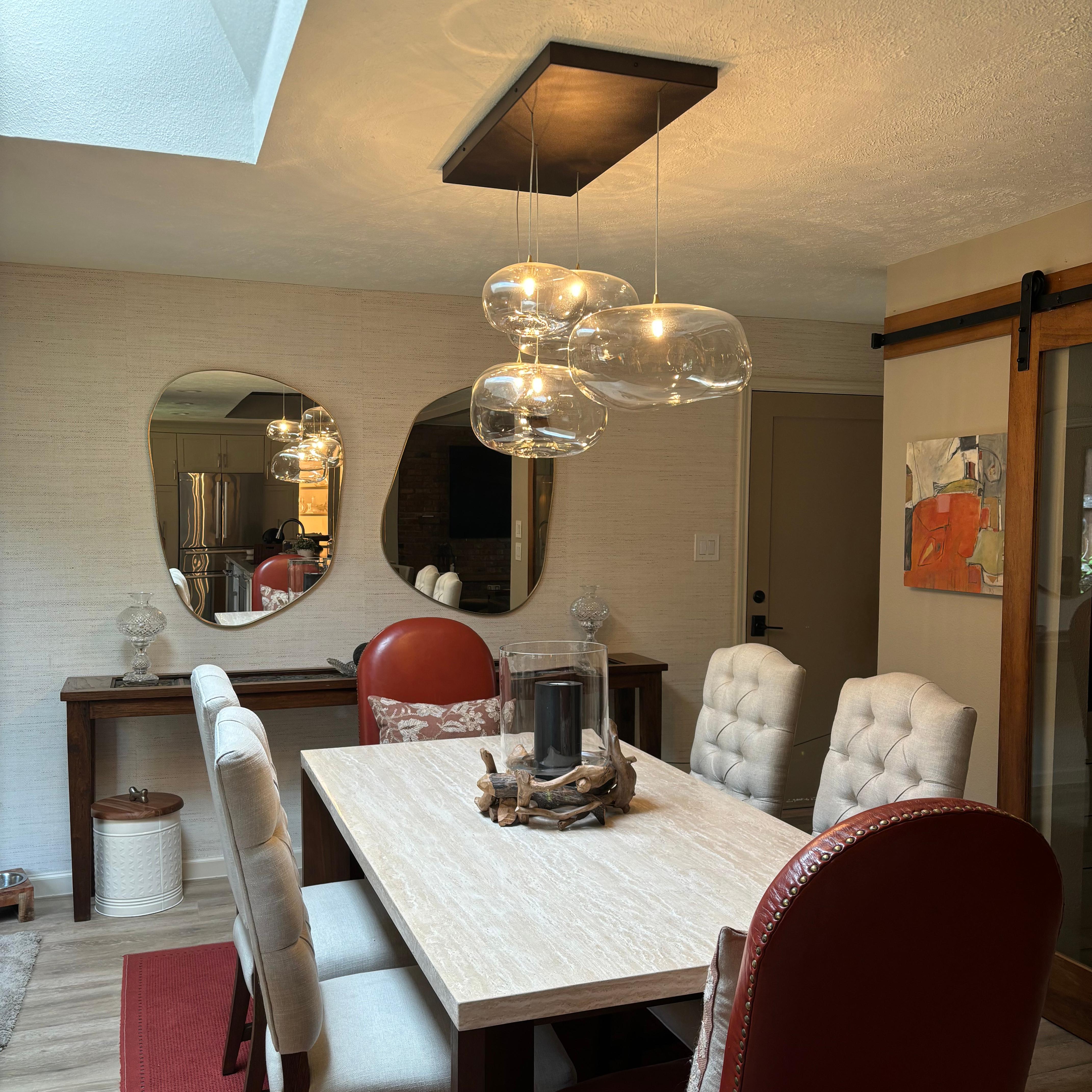 Hand-Crafted Large Glass Globes Chandelier. Dining Room, Kitchen Island, Foyer, Living Room. For Sale