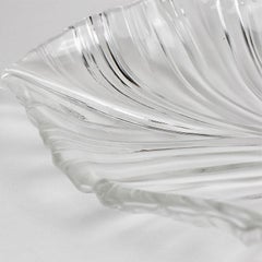 Large Glass Hibiscus and Palm Leaf Serving Platter