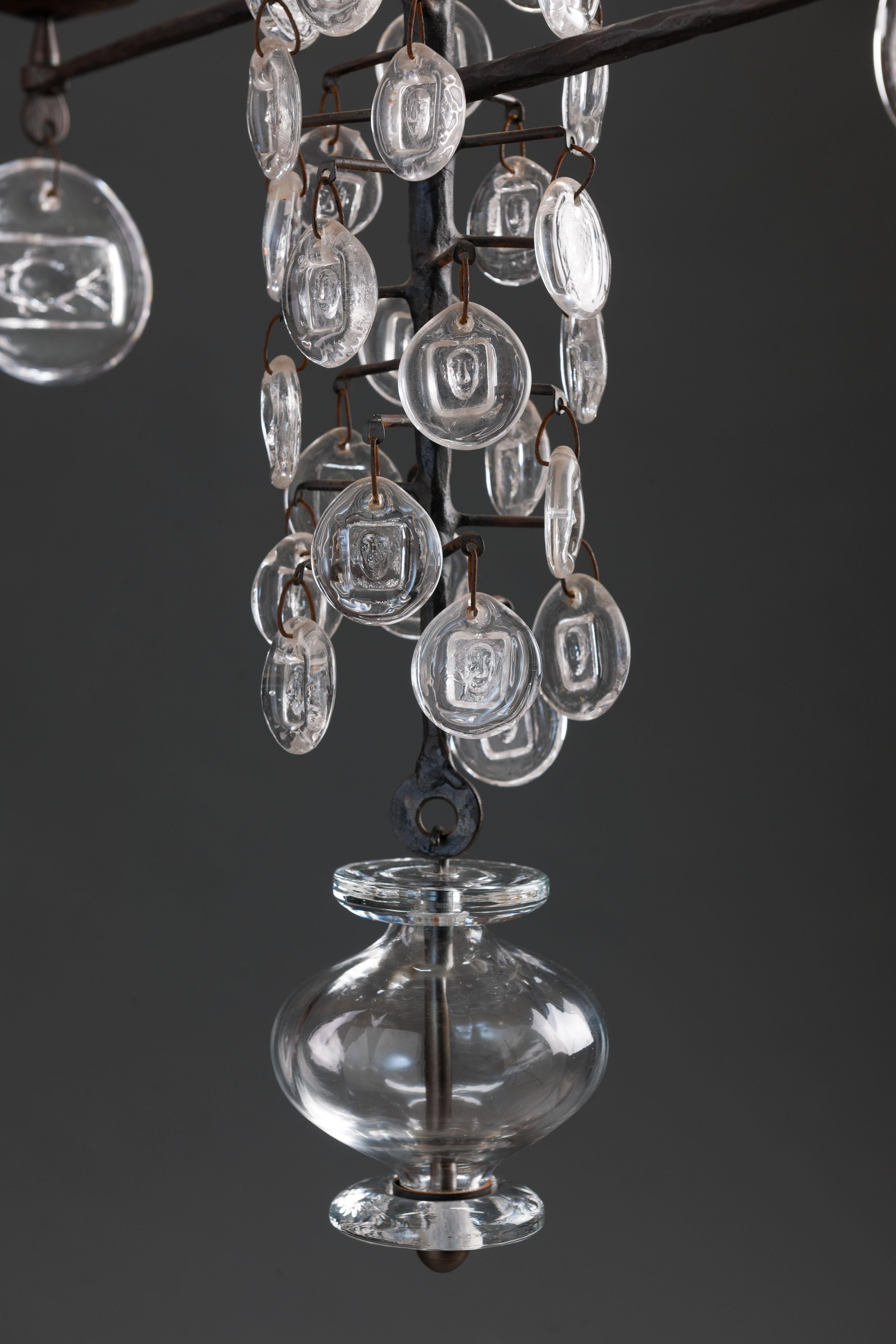 Grand lustre en verre et en fer d'Erik Hoglund en vente 5