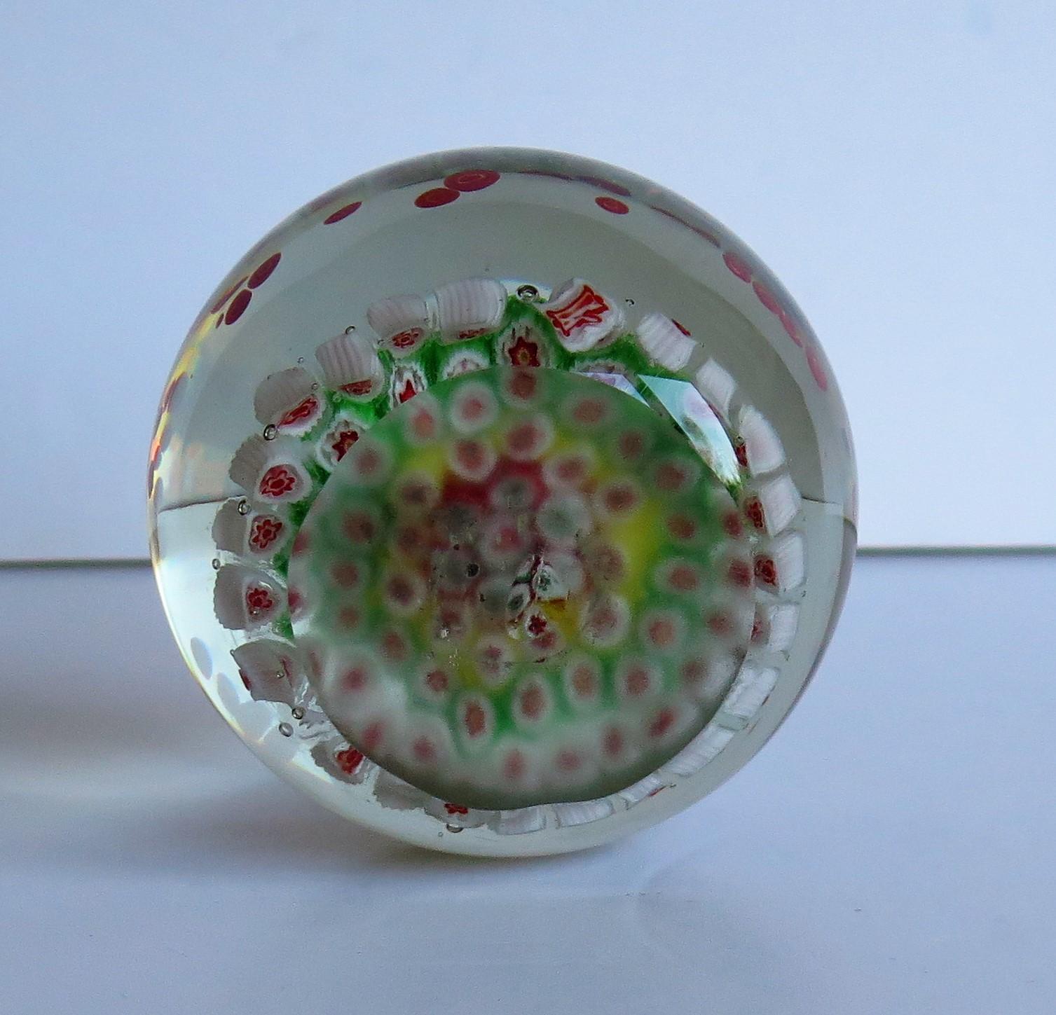 Large Glass Millefiori Paperweight with Suspended Domed Bubble, circa 1900      9