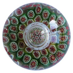 Large Glass Millefiori Paperweight with Suspended Domed Bubble, circa 1900     