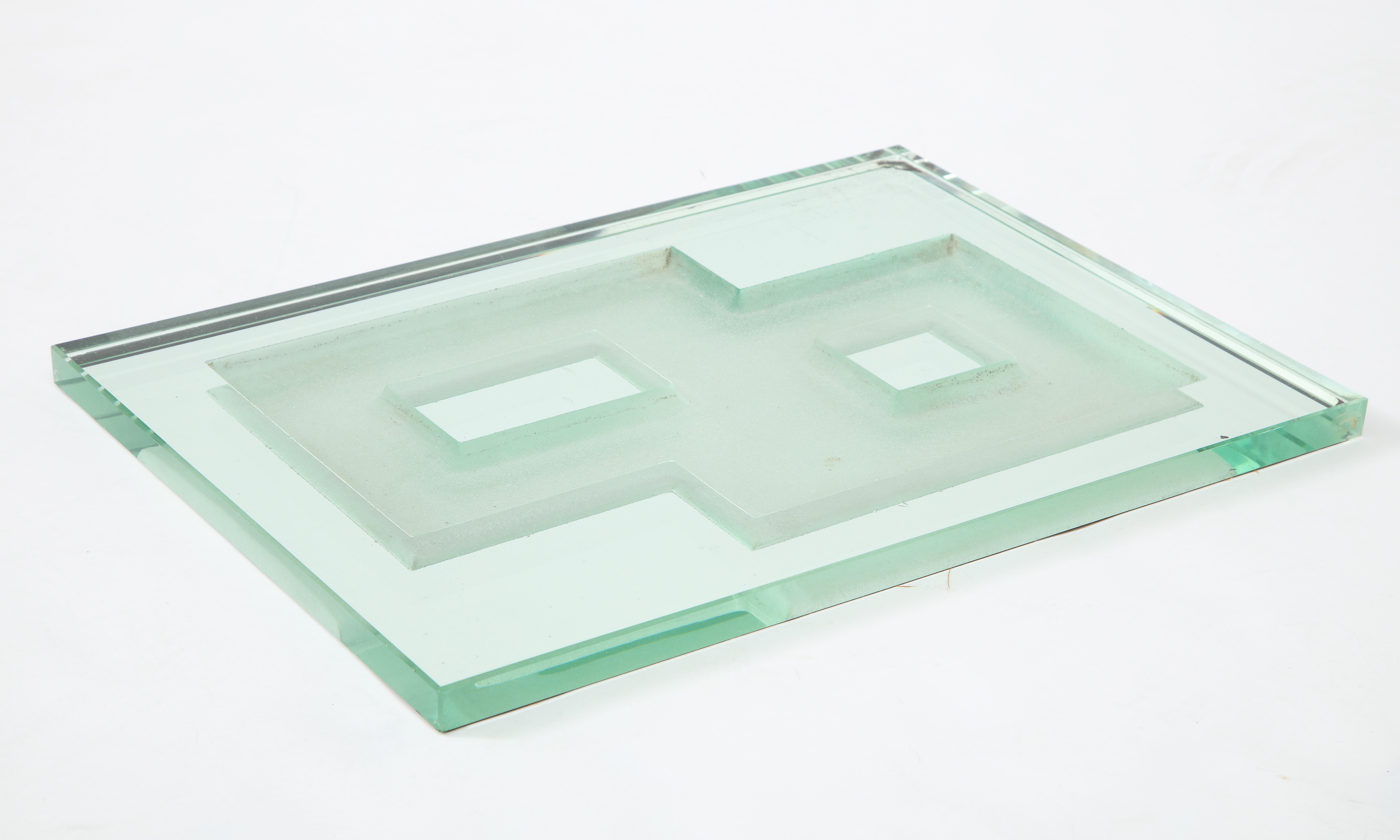 Art Deco Large Glass Mirrored Tray, Attributed to Jean Luce, France, circa 1930