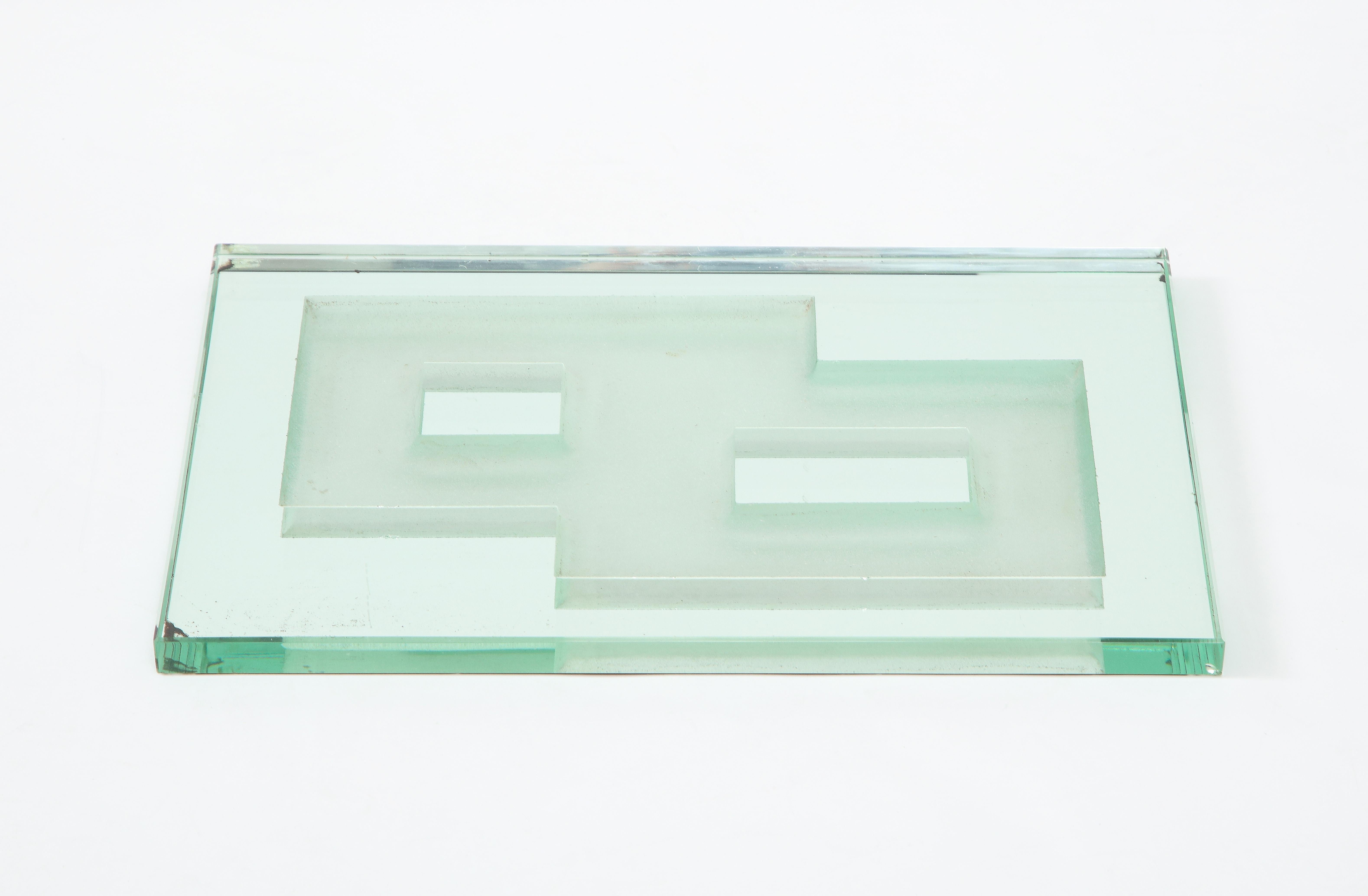 Large Glass Mirrored Tray, Attributed to Jean Luce, France, circa 1930 2