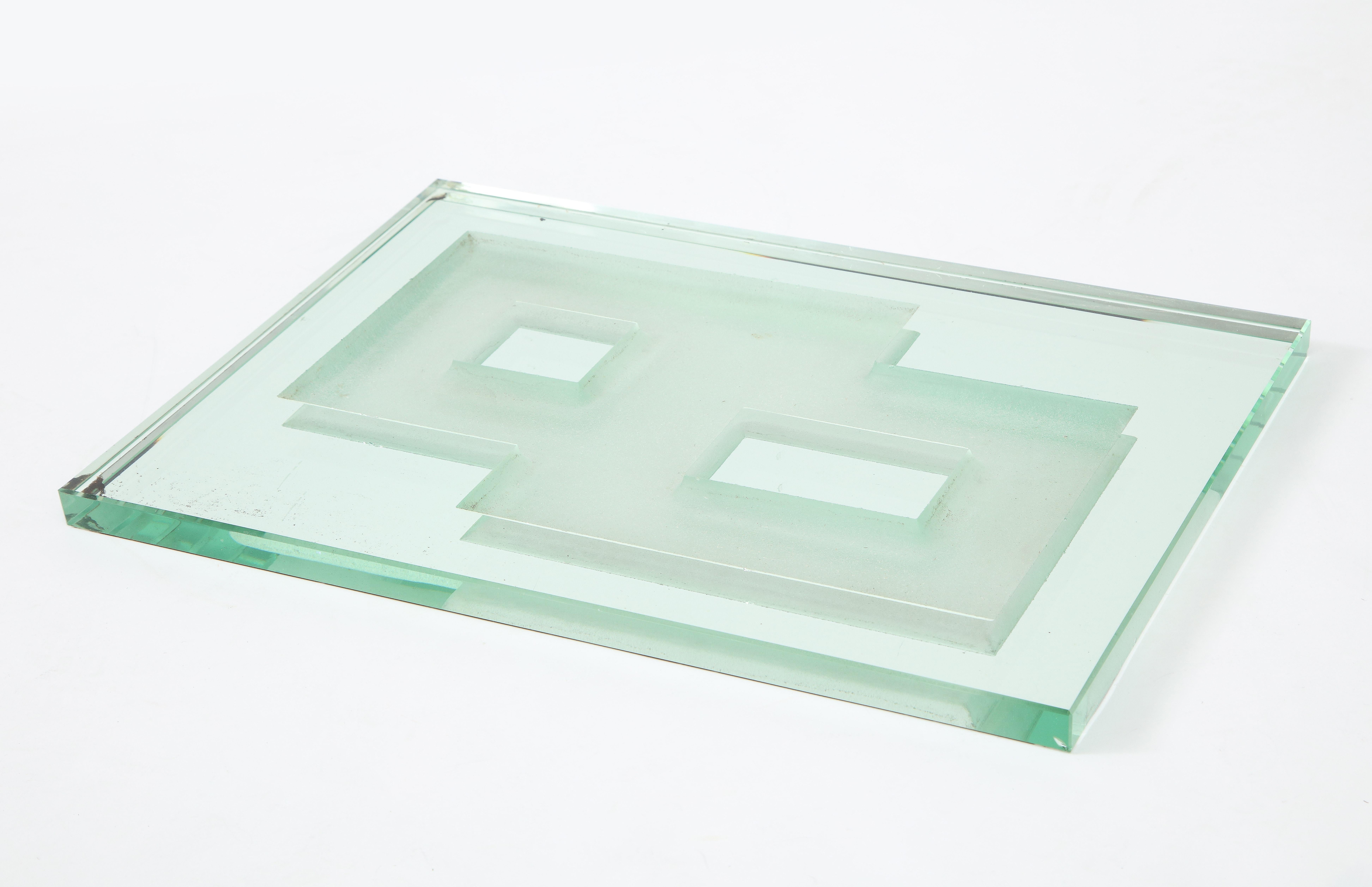 Large Glass Mirrored Tray, Attributed to Jean Luce, France, circa 1930 3