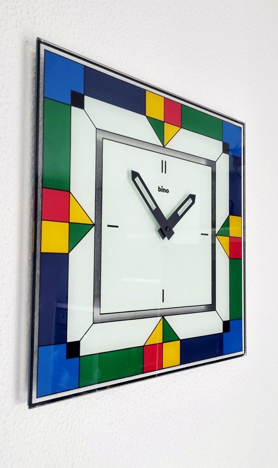 Gran Reloj de Pared Postmoderno Memphis Milano de Bino, Italia años 80 en venta 3