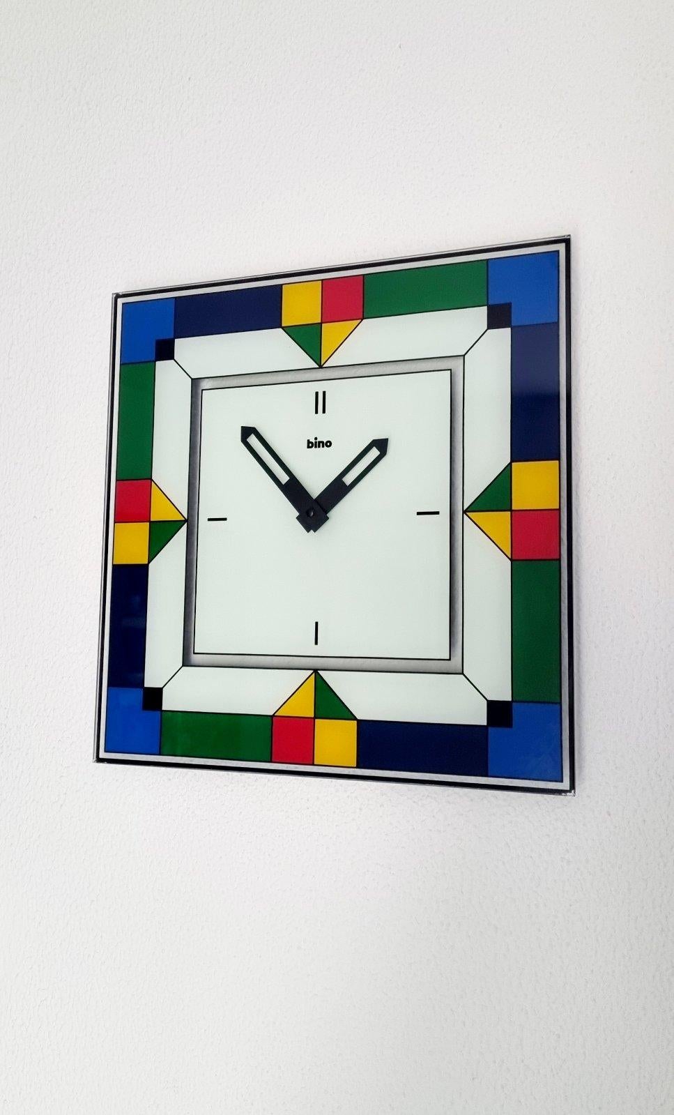 Gran Reloj de Pared Postmoderno Memphis Milano de Bino, Italia años 80 en Bueno estado para la venta en Lucija, SI