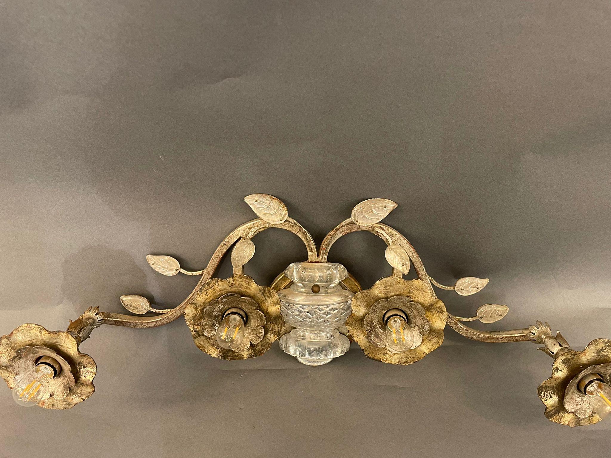 Large Glass Sconce in the Style of Maison Bagues For Sale 2
