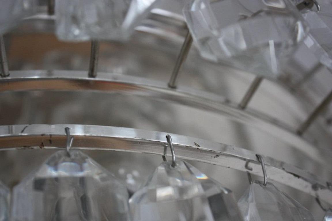 Large Glass Silvered Flush Mount by Bakalowits & Soehne, Austria, circa 1960s 1