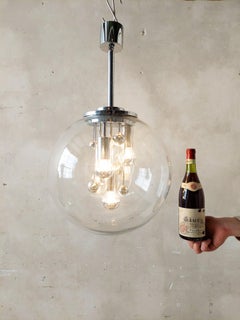 Large Glass Space Age Globe Hanging Lamp by Doria Leuchten, 1970s