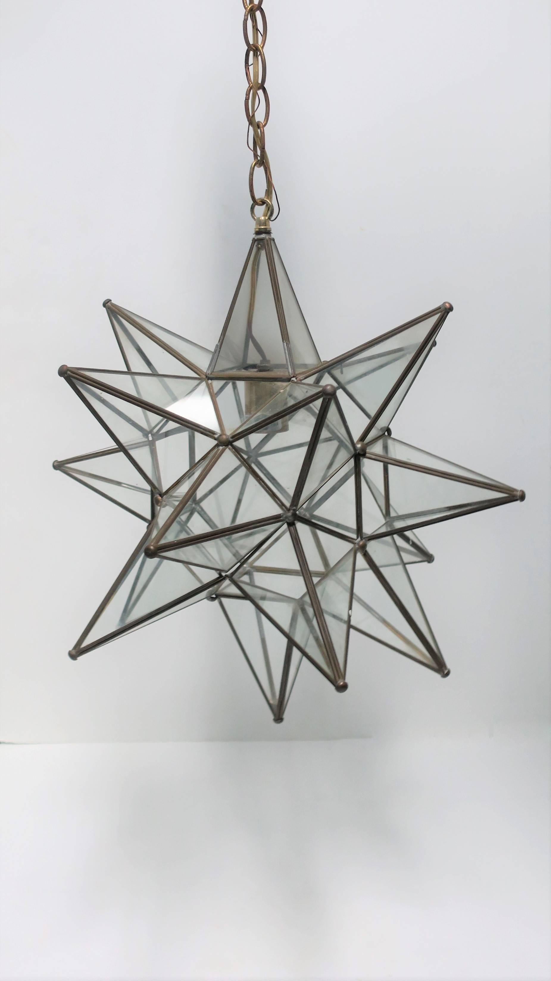 Large Glass Star Pendant Light In Excellent Condition In New York, NY