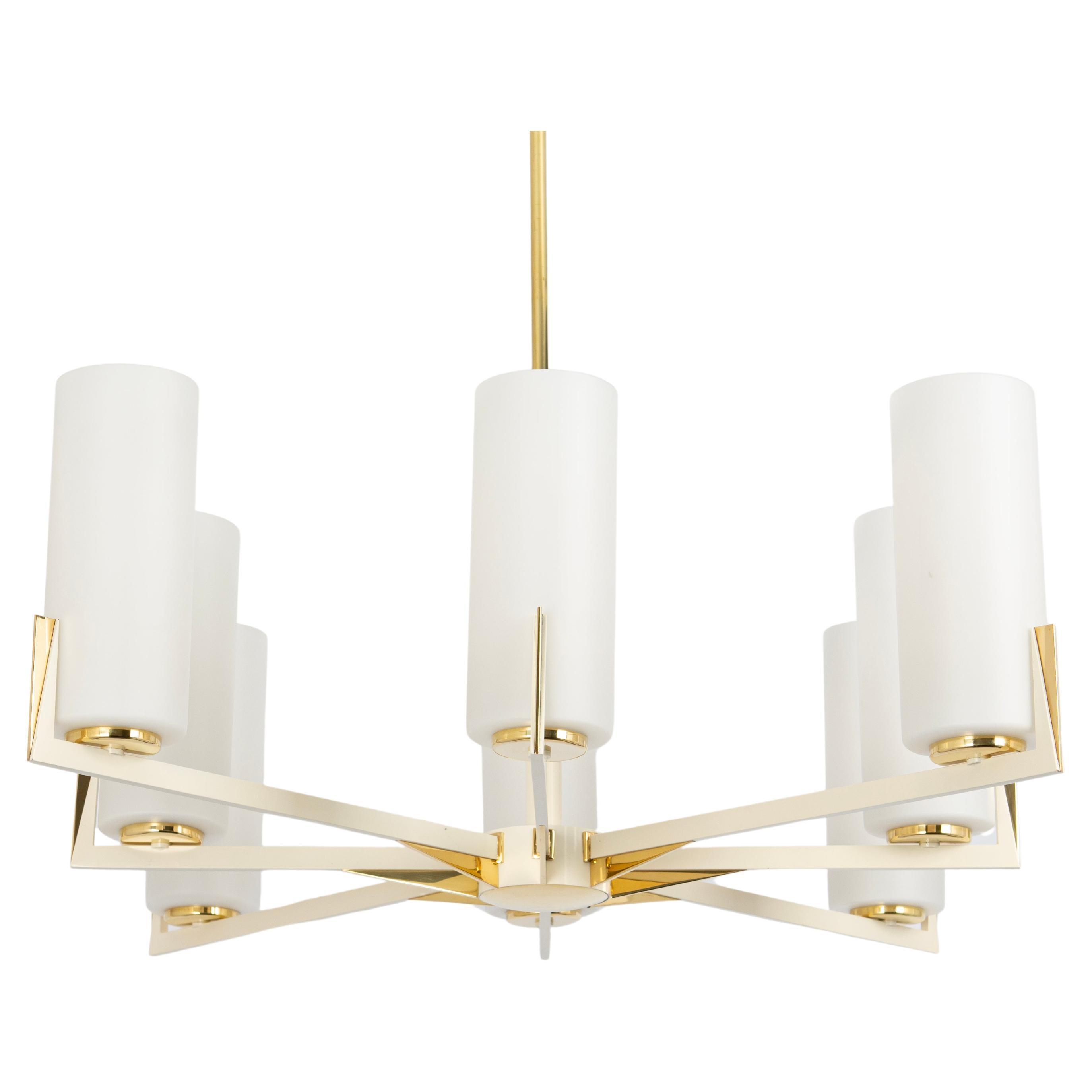 Large Glass Sunburst Chandelier, Kaiser, Germany, 1960s