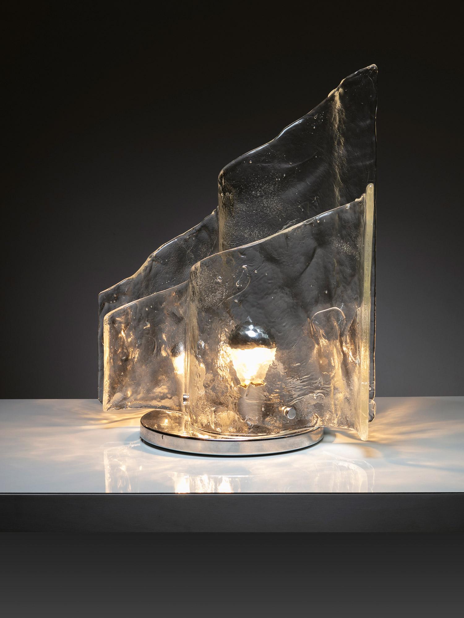 Large Glass Table Lamp by Carlo Nason for Mazzega, Italy, 1970s In Good Condition For Sale In Milan, IT