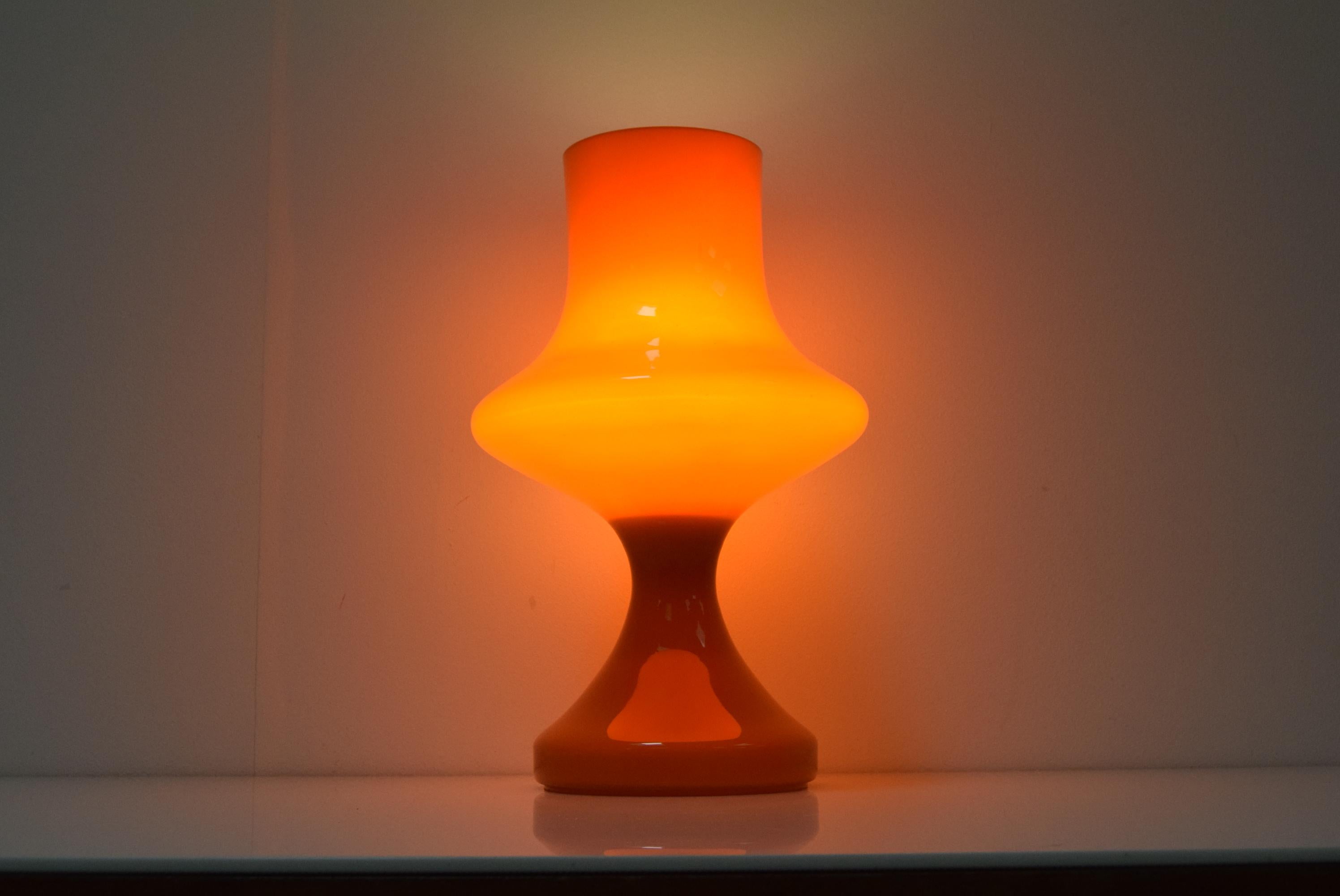 Large glass table lamp, by Stepan Tabery for OPP Jihlava, 1970's.  For Sale 3