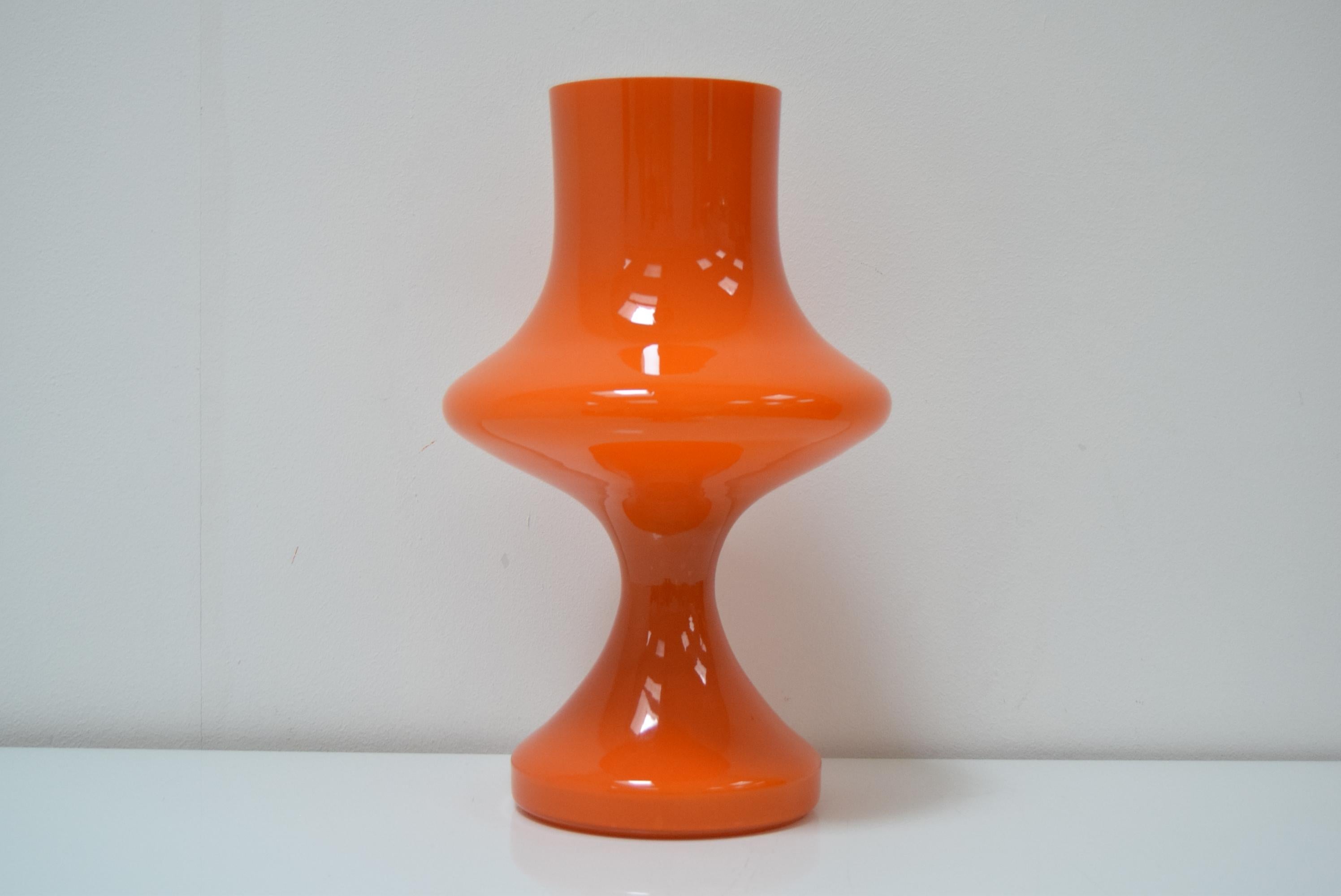Opaline Glass Large glass table lamp, by Stepan Tabery for OPP Jihlava, 1970's.  For Sale